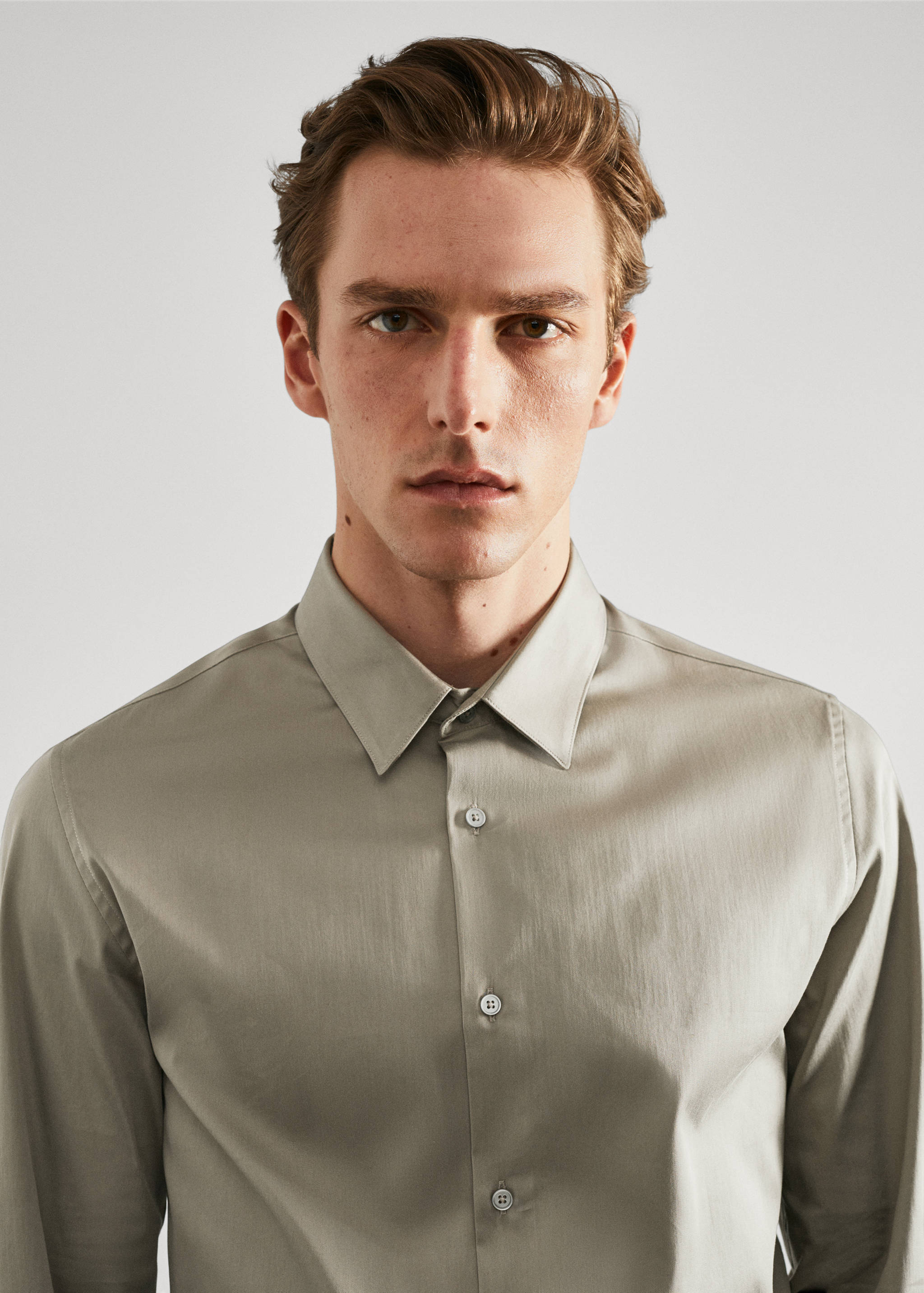 Camisa vestit súper slim fit popelín - Detall de l'article 1