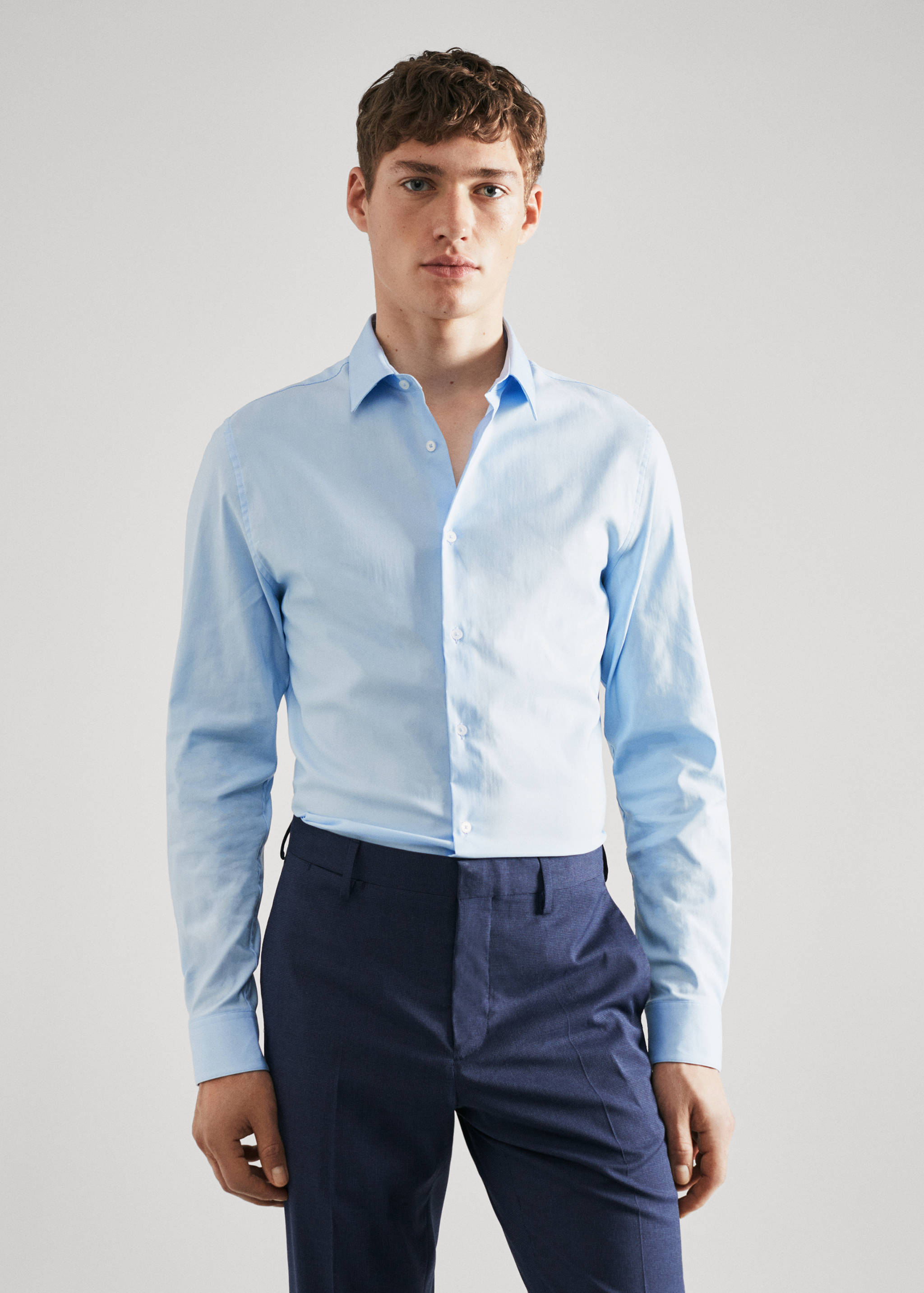 Camisa vestit súper slim fit popelín - Pla mig