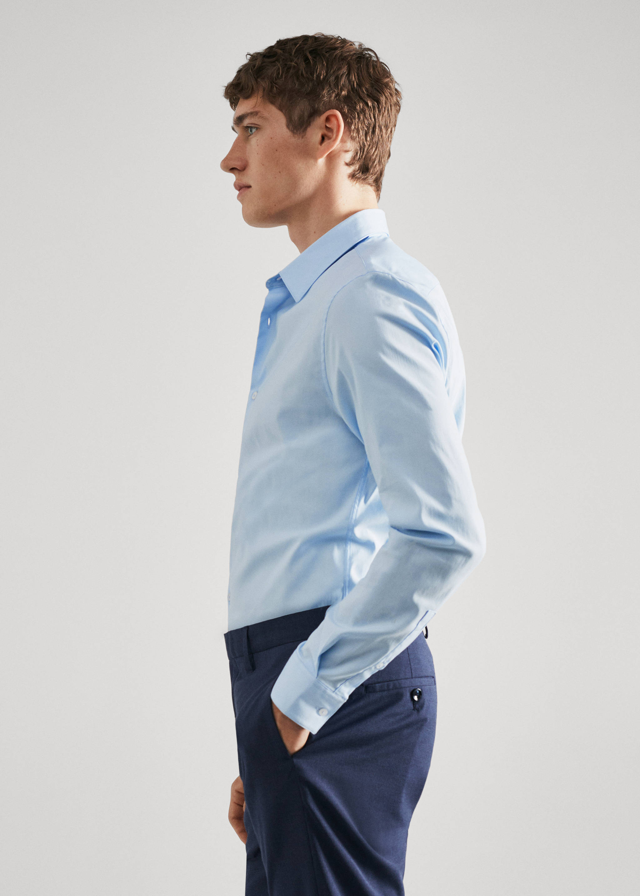 Camisa vestit súper slim fit popelín - Detall de l'article 2