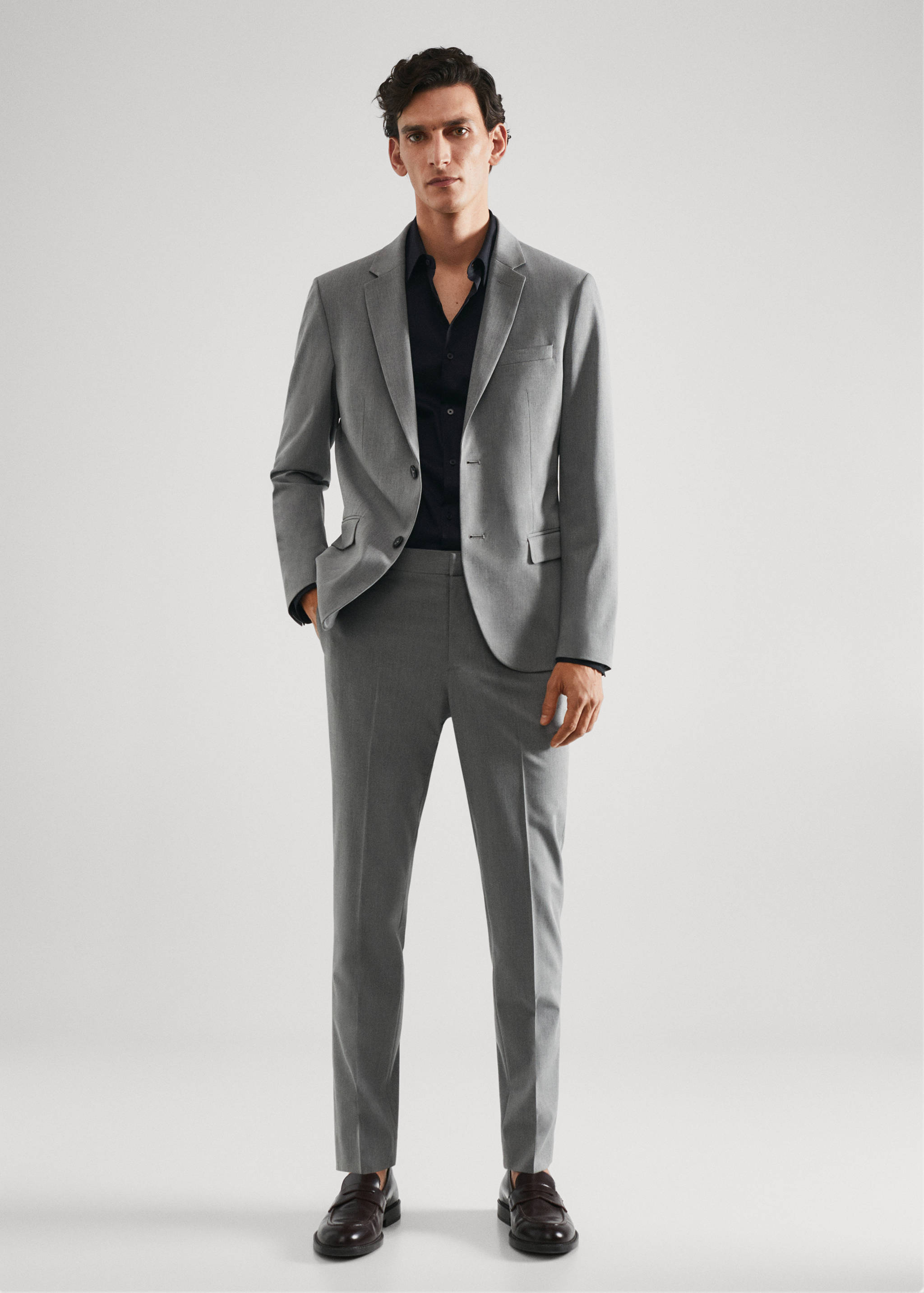 Camisa vestit súper slim fit popelín - Pla general