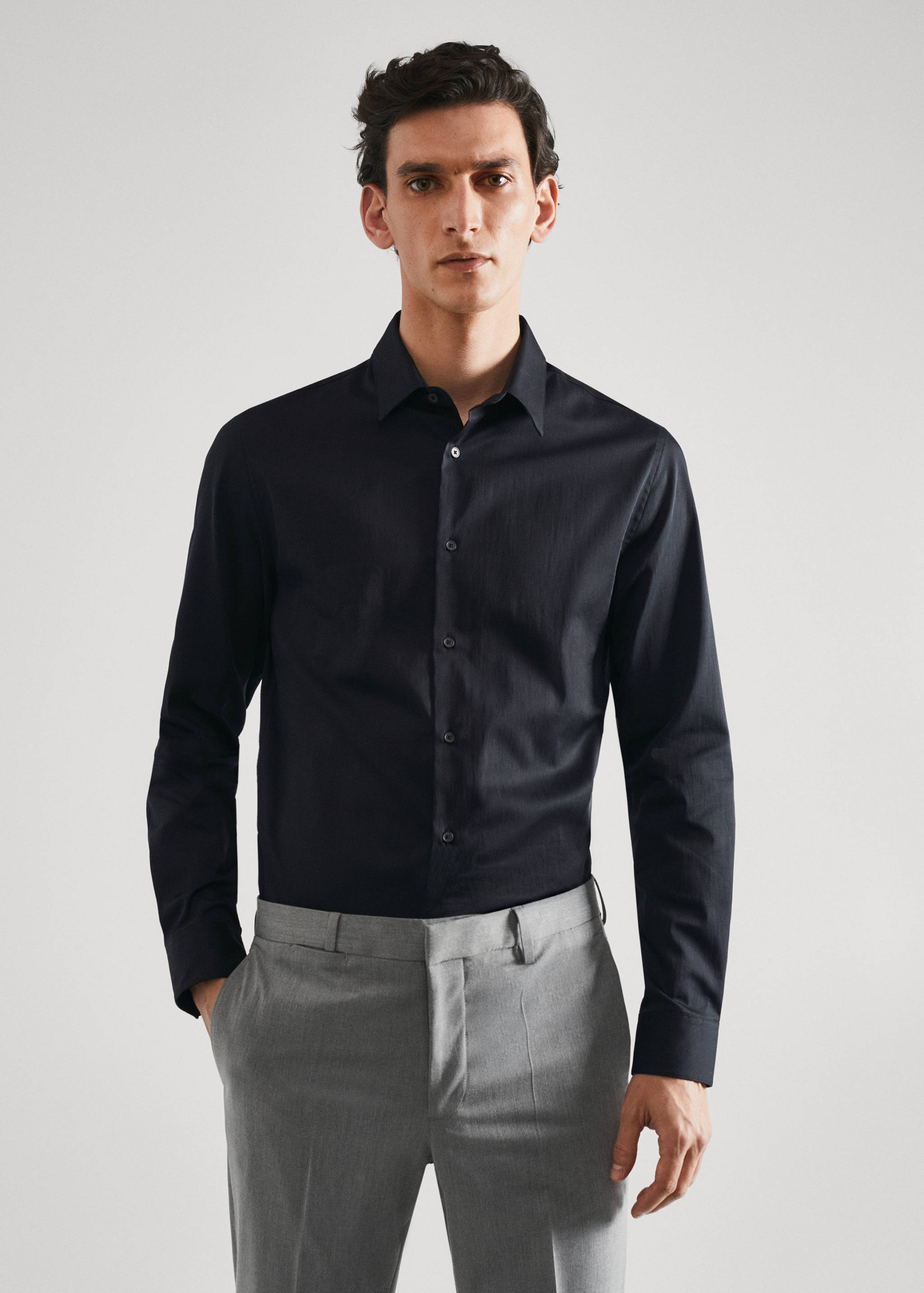 Camisa vestit súper slim fit popelín - Pla mig
