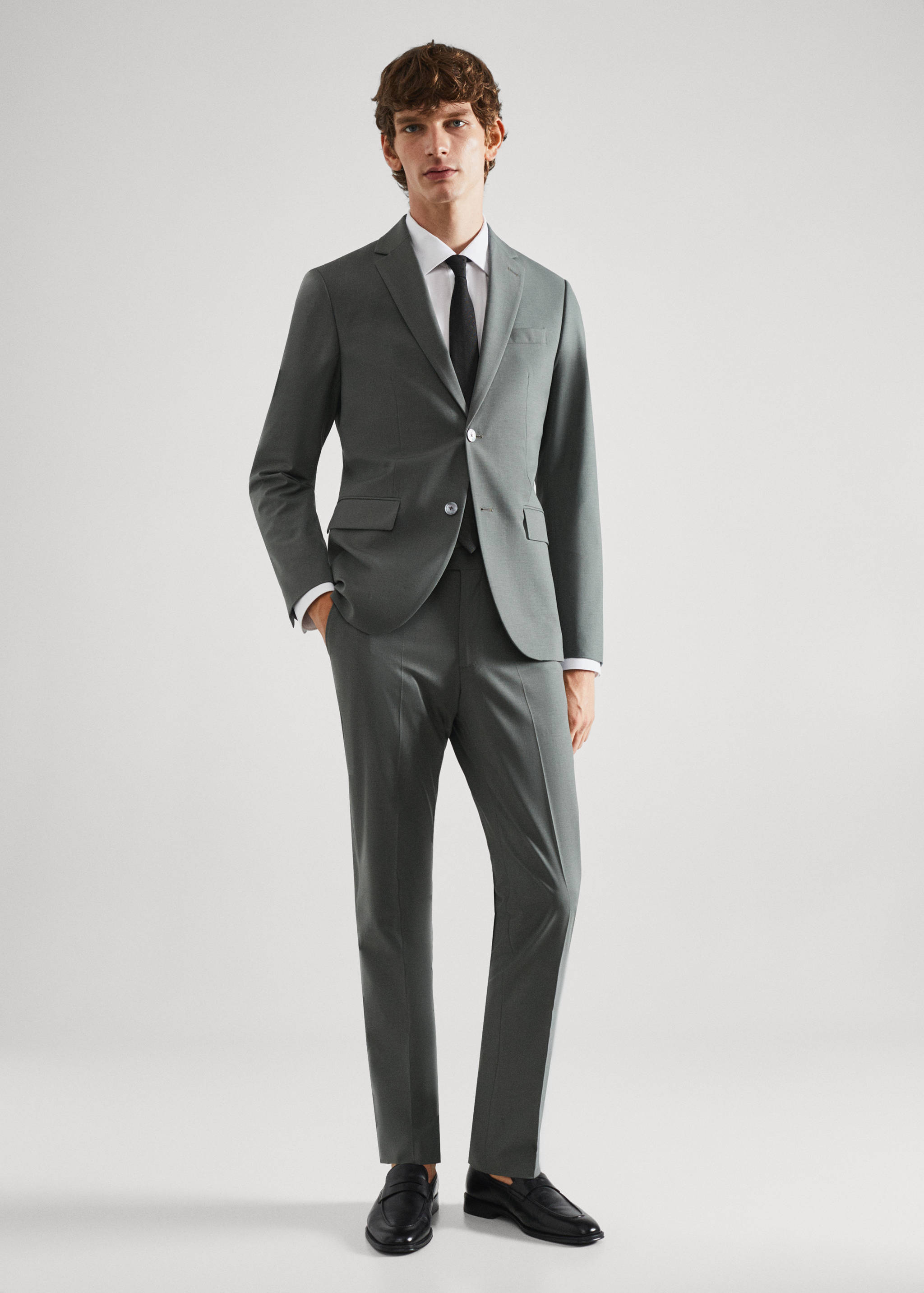 Slim-fit wool suit jacket - General plane
