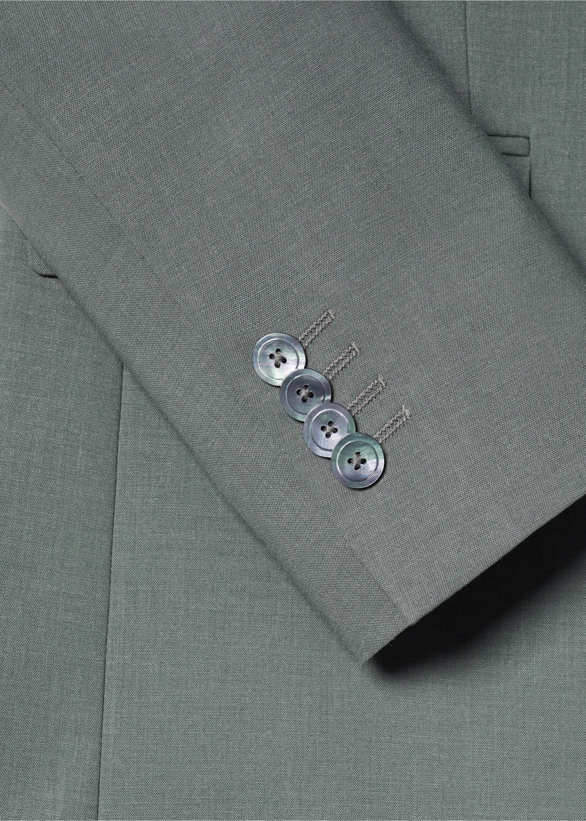 Slim-fit wool suit jacket - Details of the article 0, Green. Ref: 57020760-00.