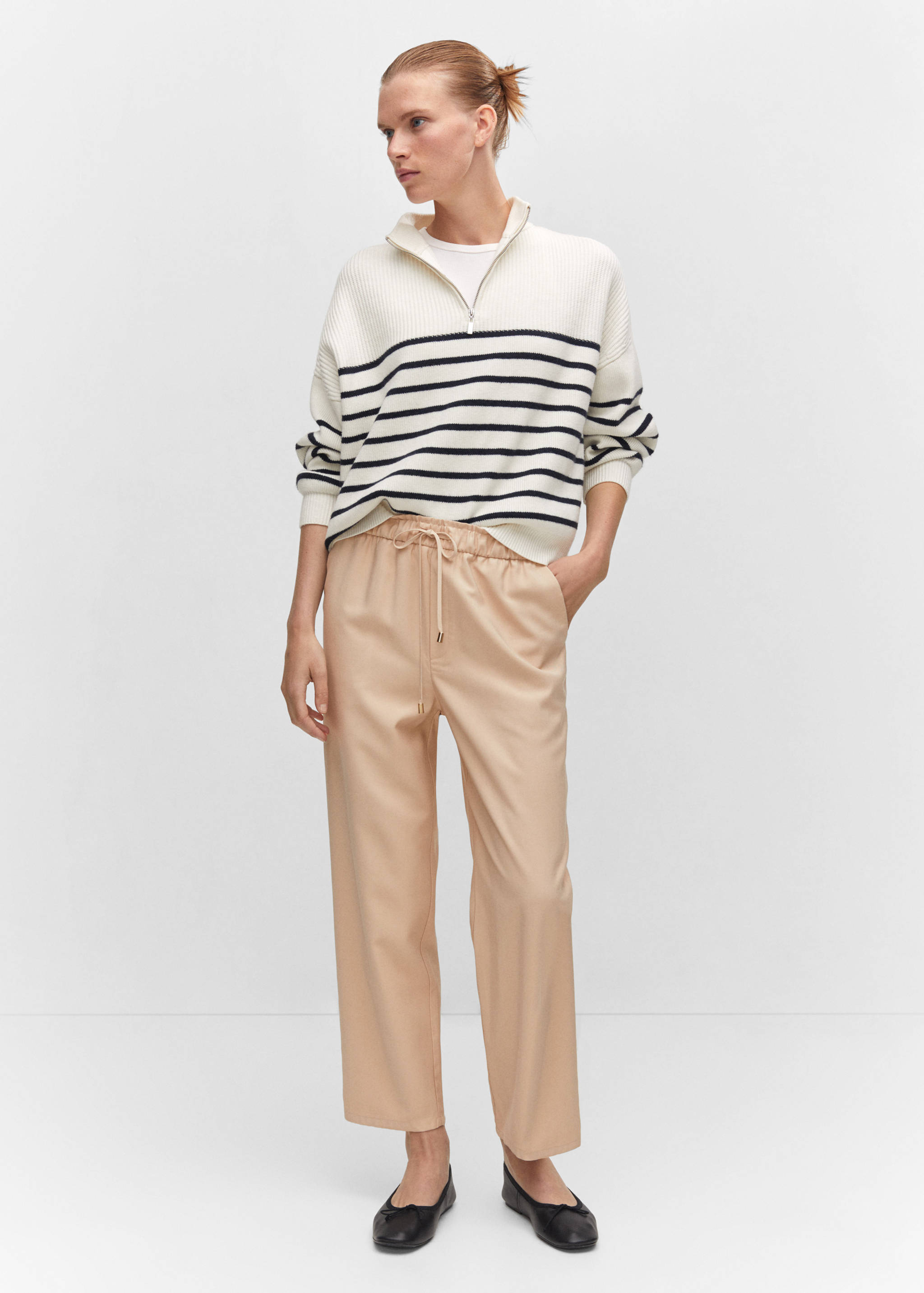 Flowy straight-fit pants with bow - General plane