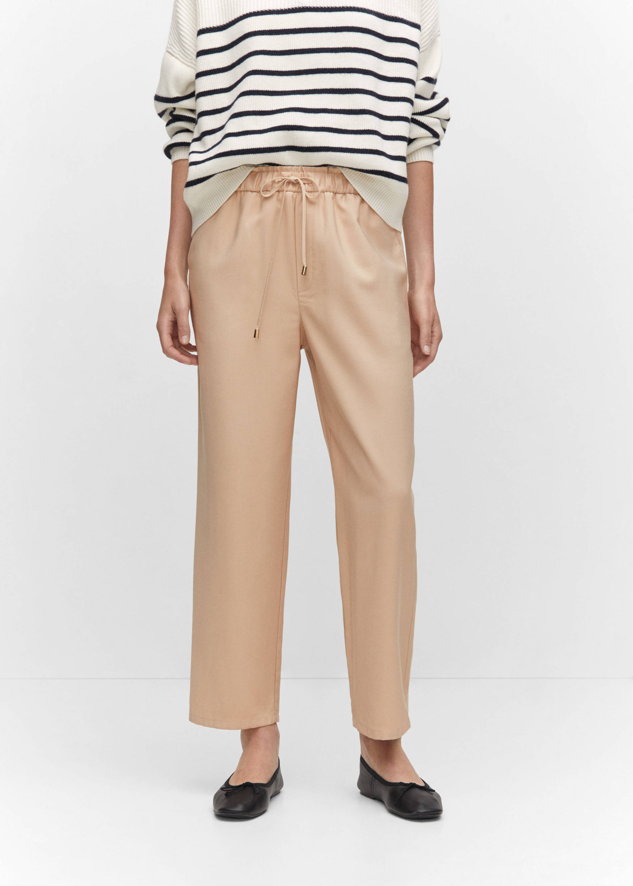 Flowy straight-fit pants with bow - Medium plane