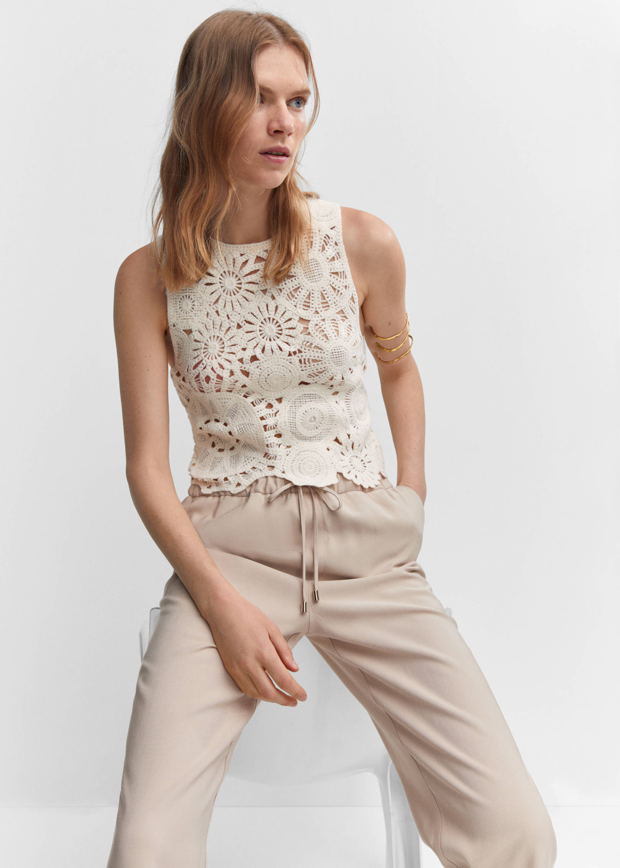 Flowy straight-fit pants with bow - Details of the article 2