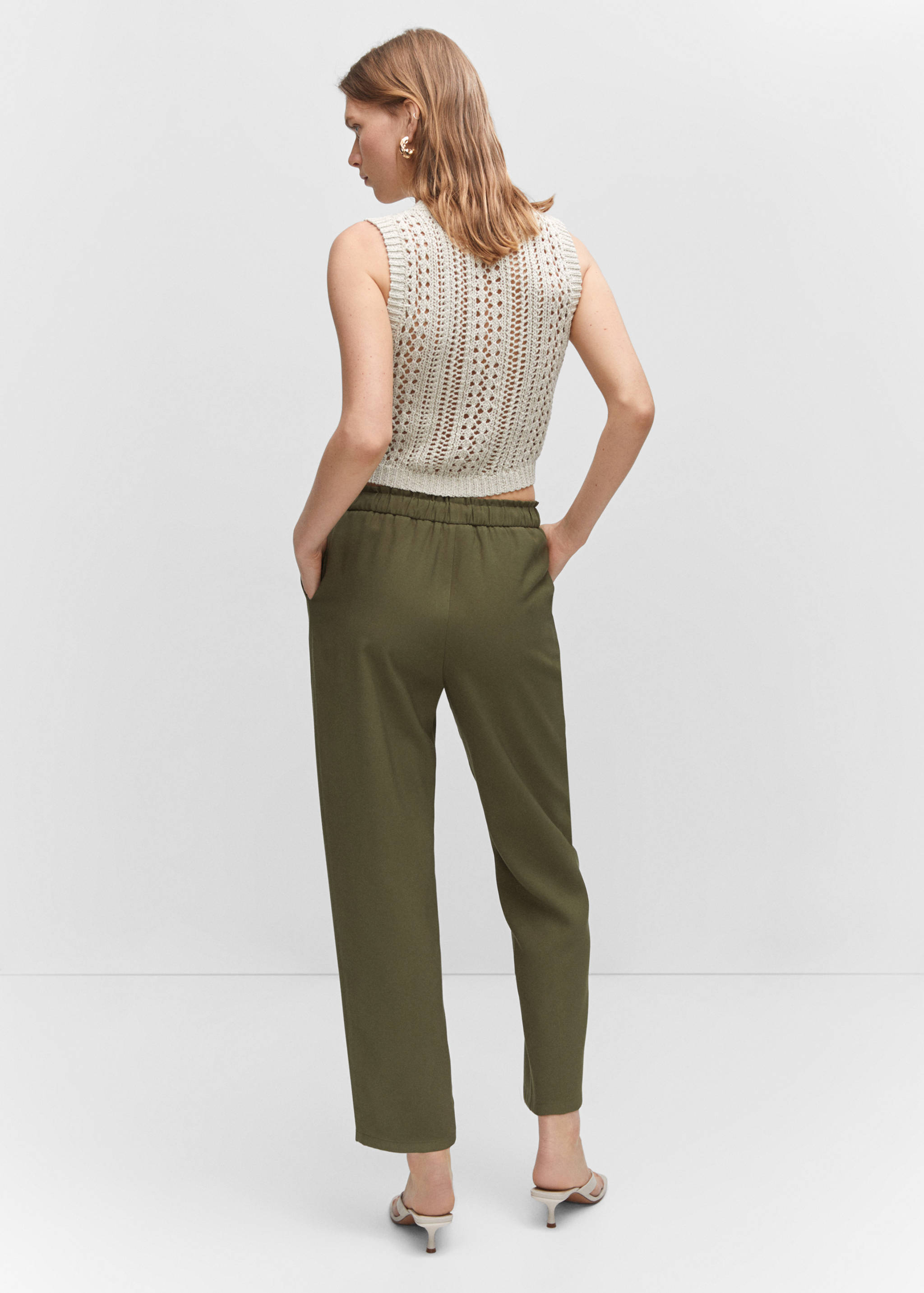 Flowy straight-fit pants with bow - Reverse of the article