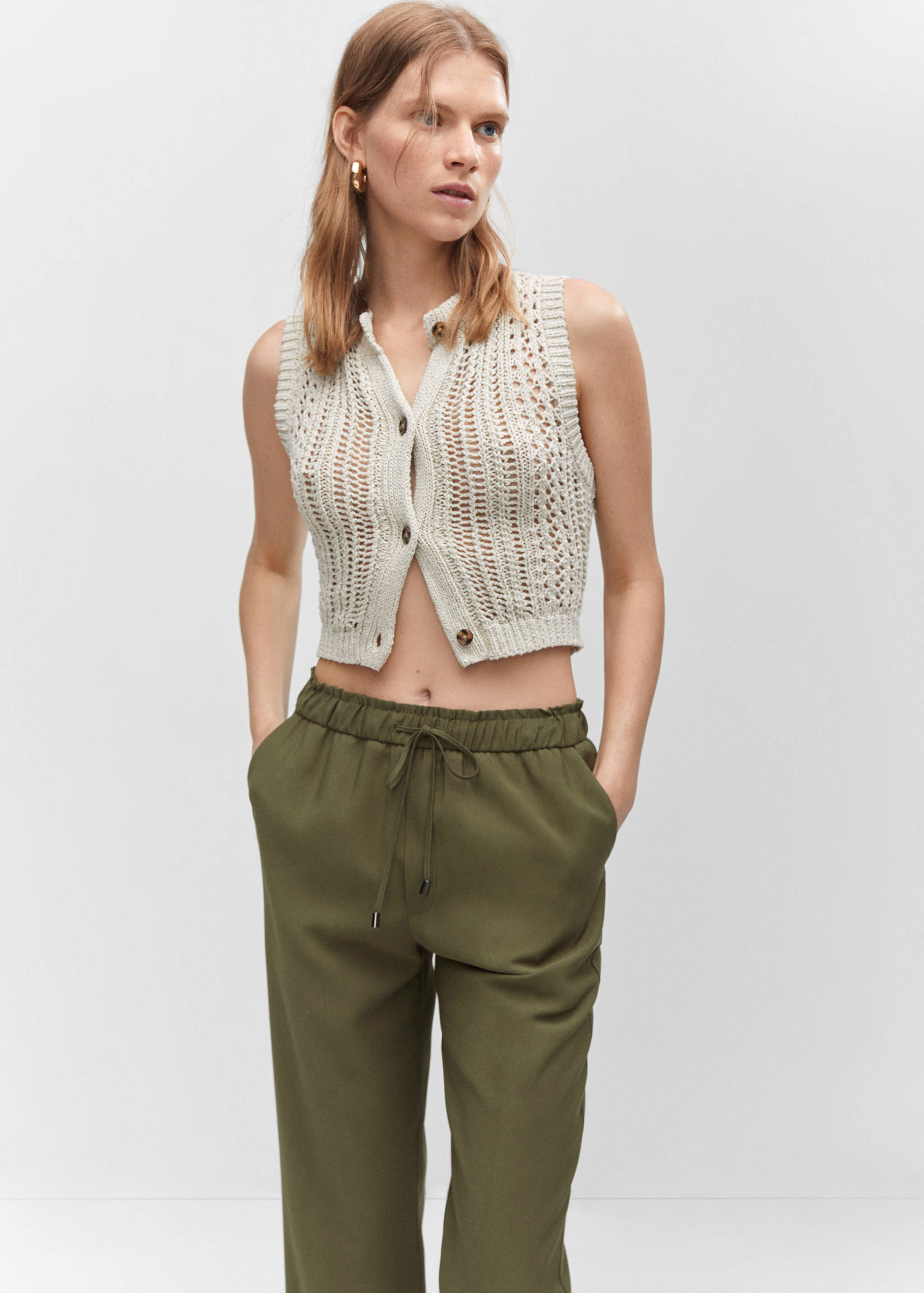 Flowy straight-fit pants with bow - Details of the article 2