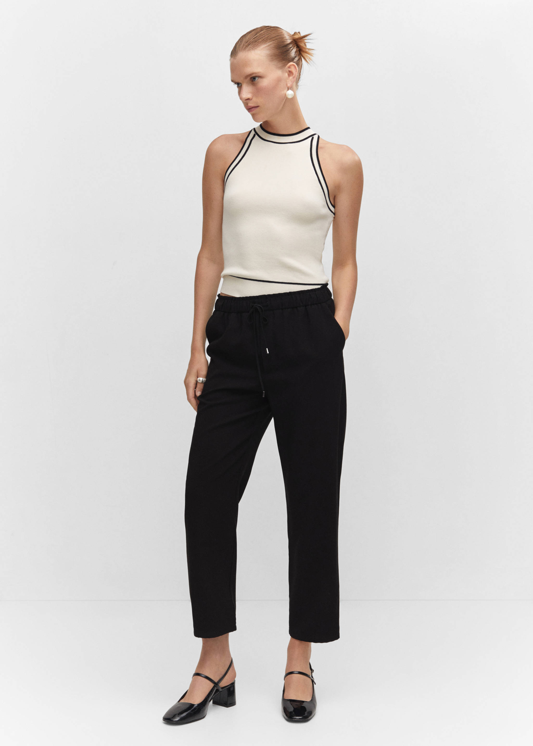 Flowy straight-fit pants with bow - General plane