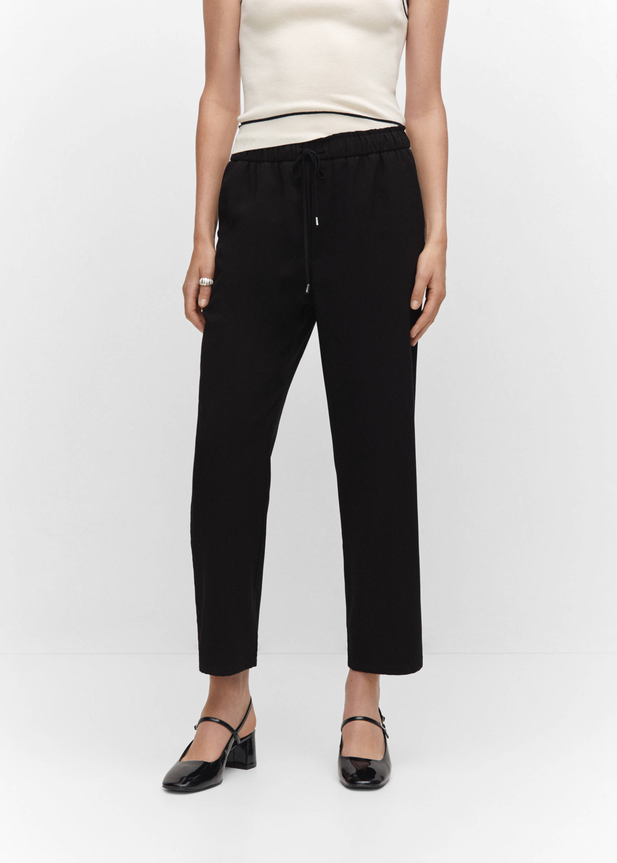 Flowy straight-fit pants with bow - Medium plane