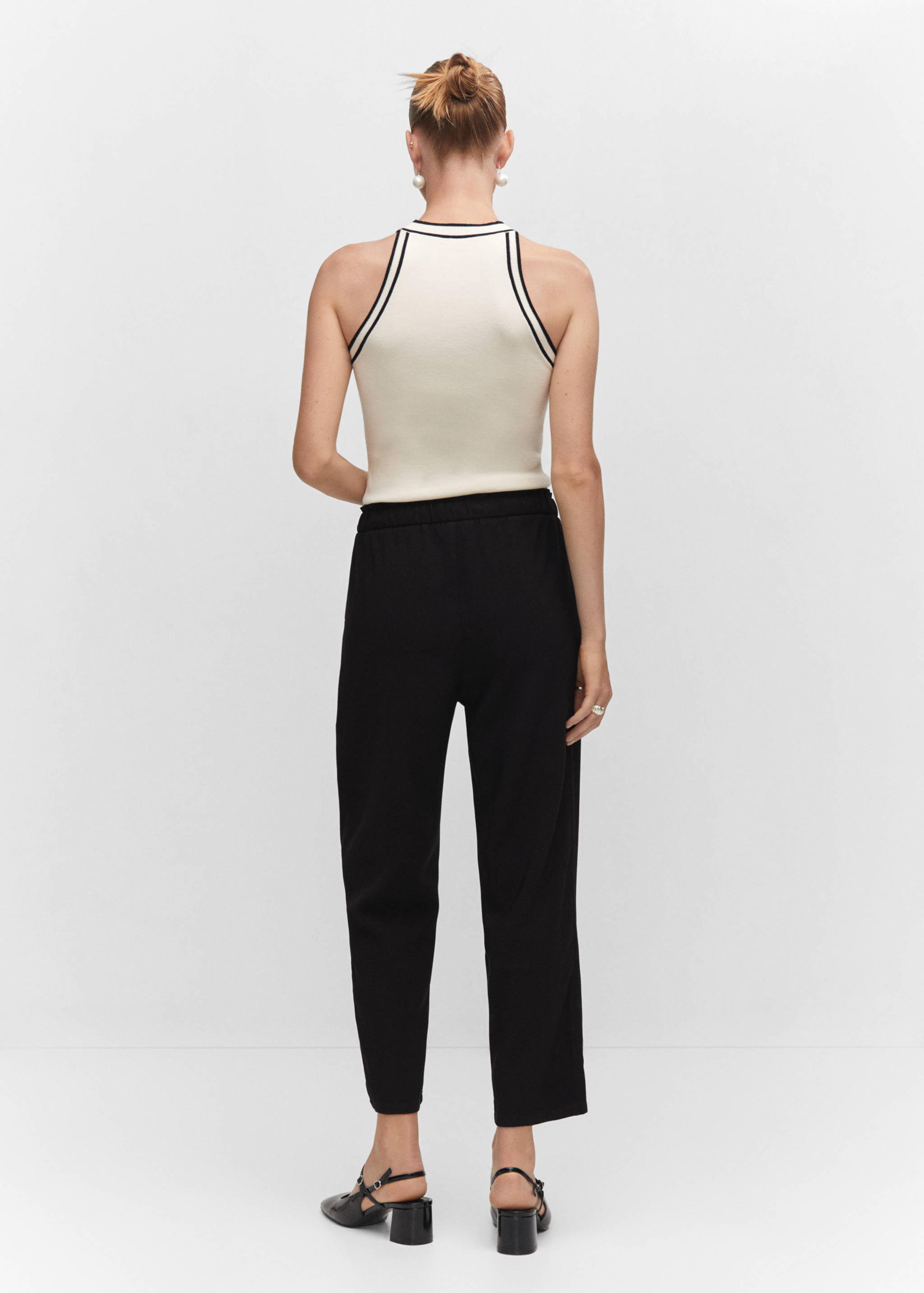 Flowy straight-fit pants with bow - Reverse of the article