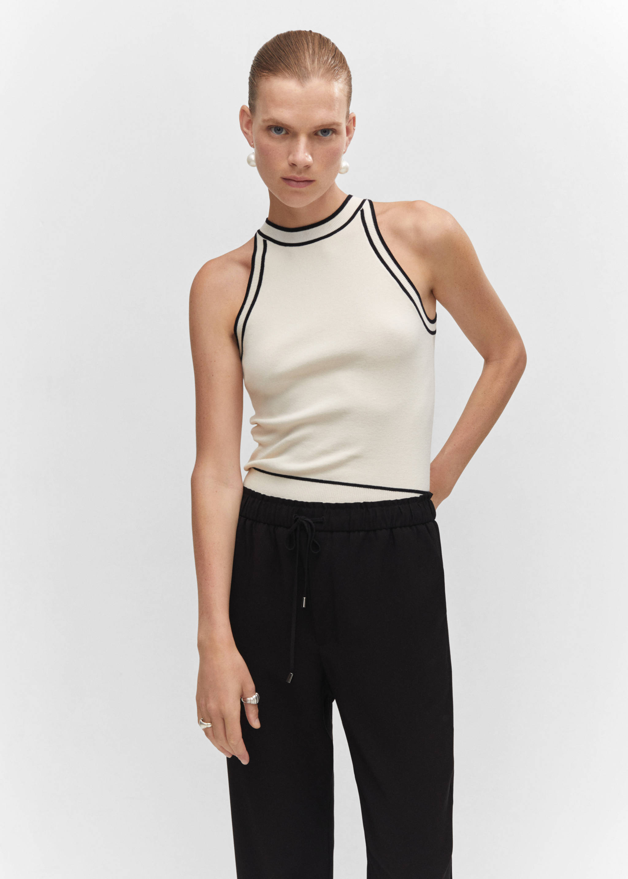 Flowy straight-fit pants with bow - Details of the article 1