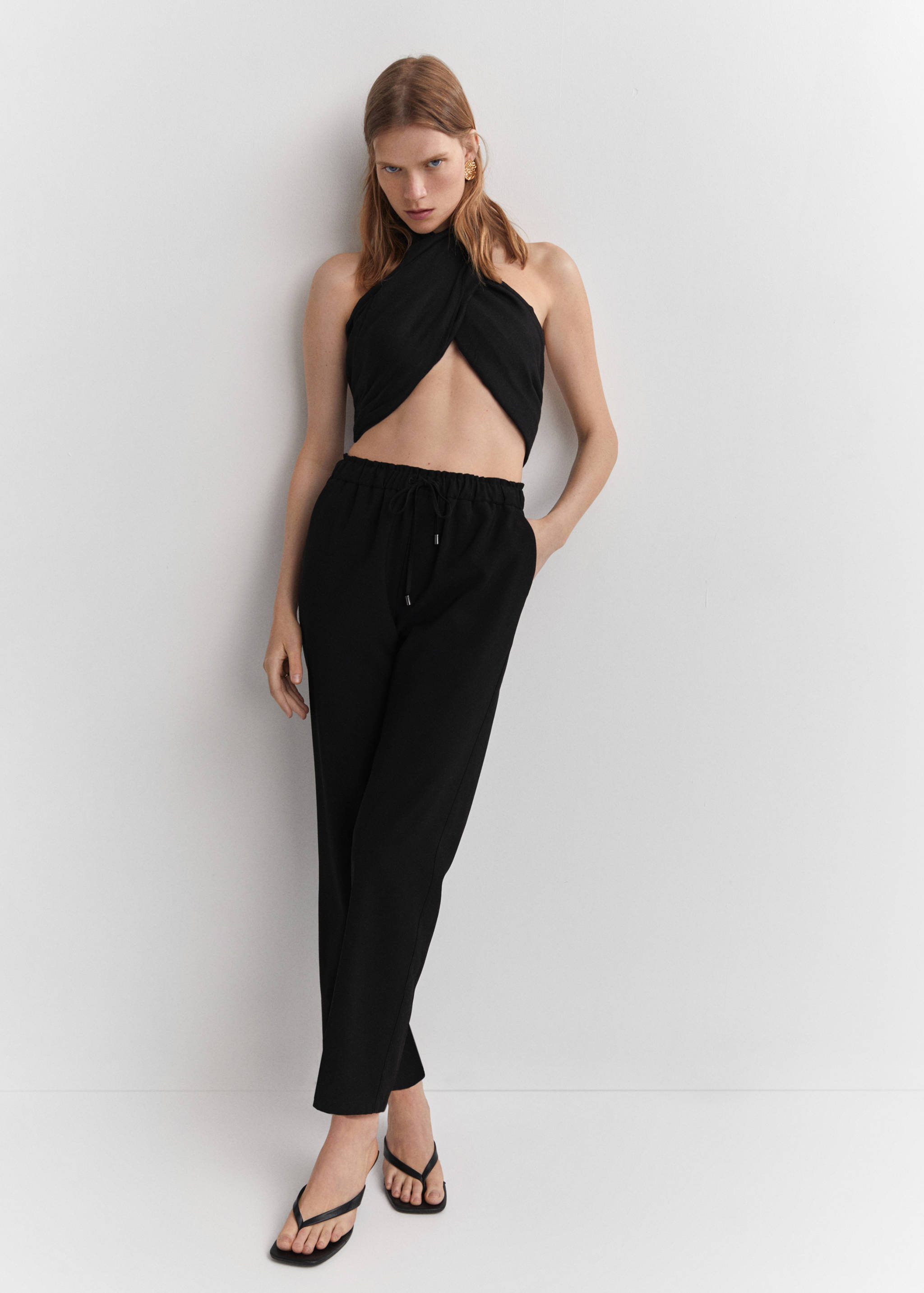 Flowy straight-fit pants with bow - Details of the article 2