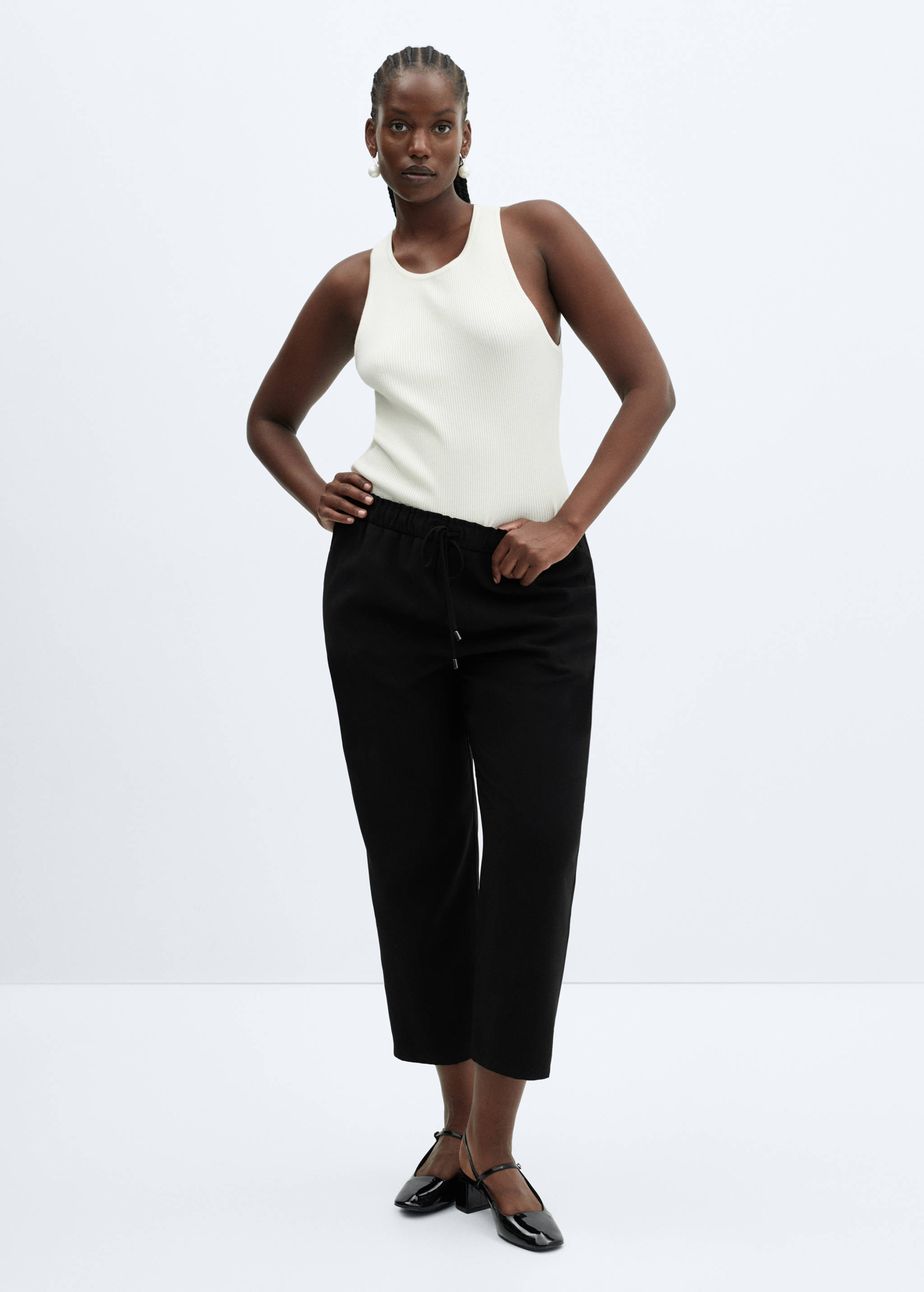 Flowy straight-fit pants with bow - Details of the article 3