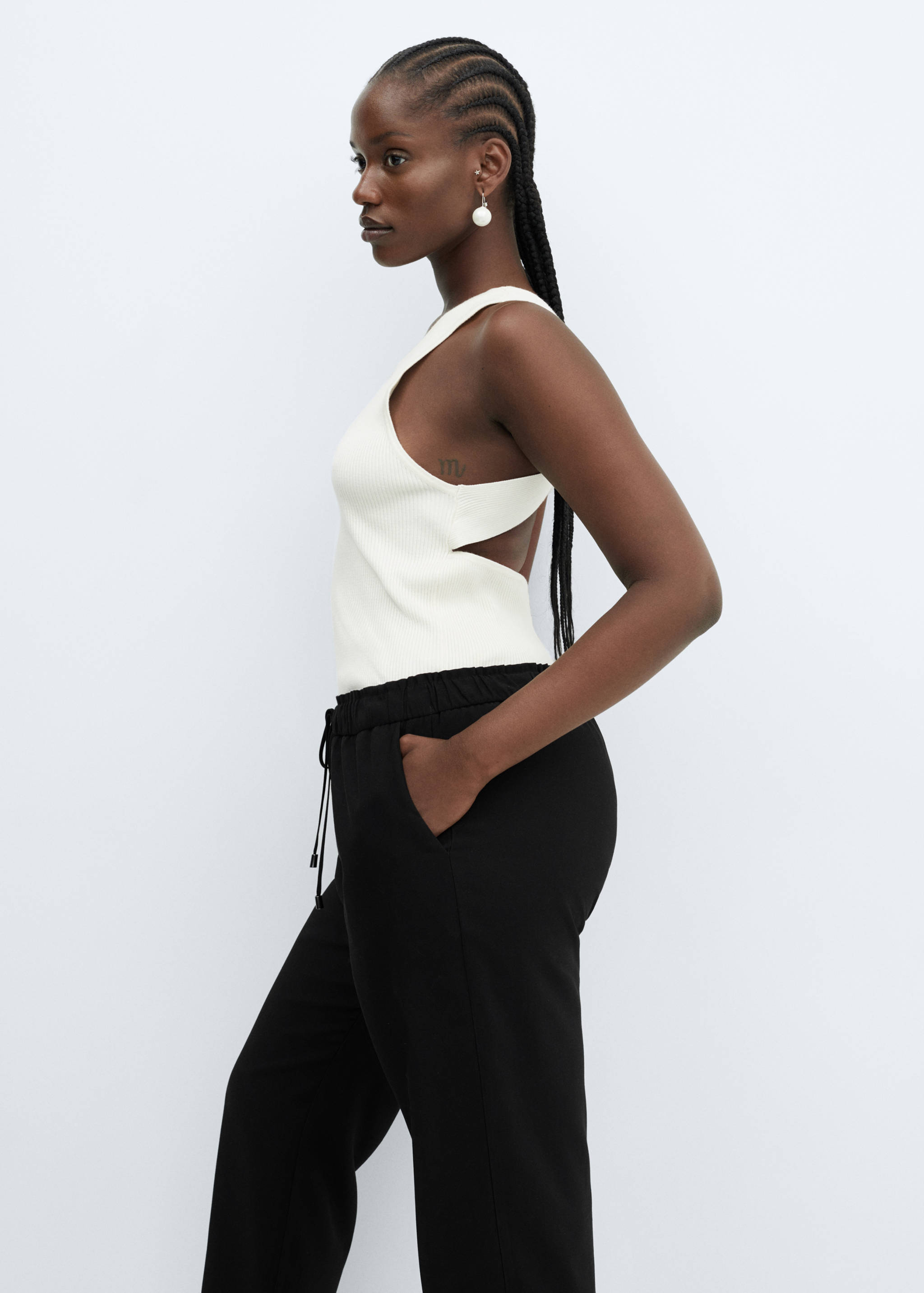 Flowy straight-fit pants with bow - Details of the article 4