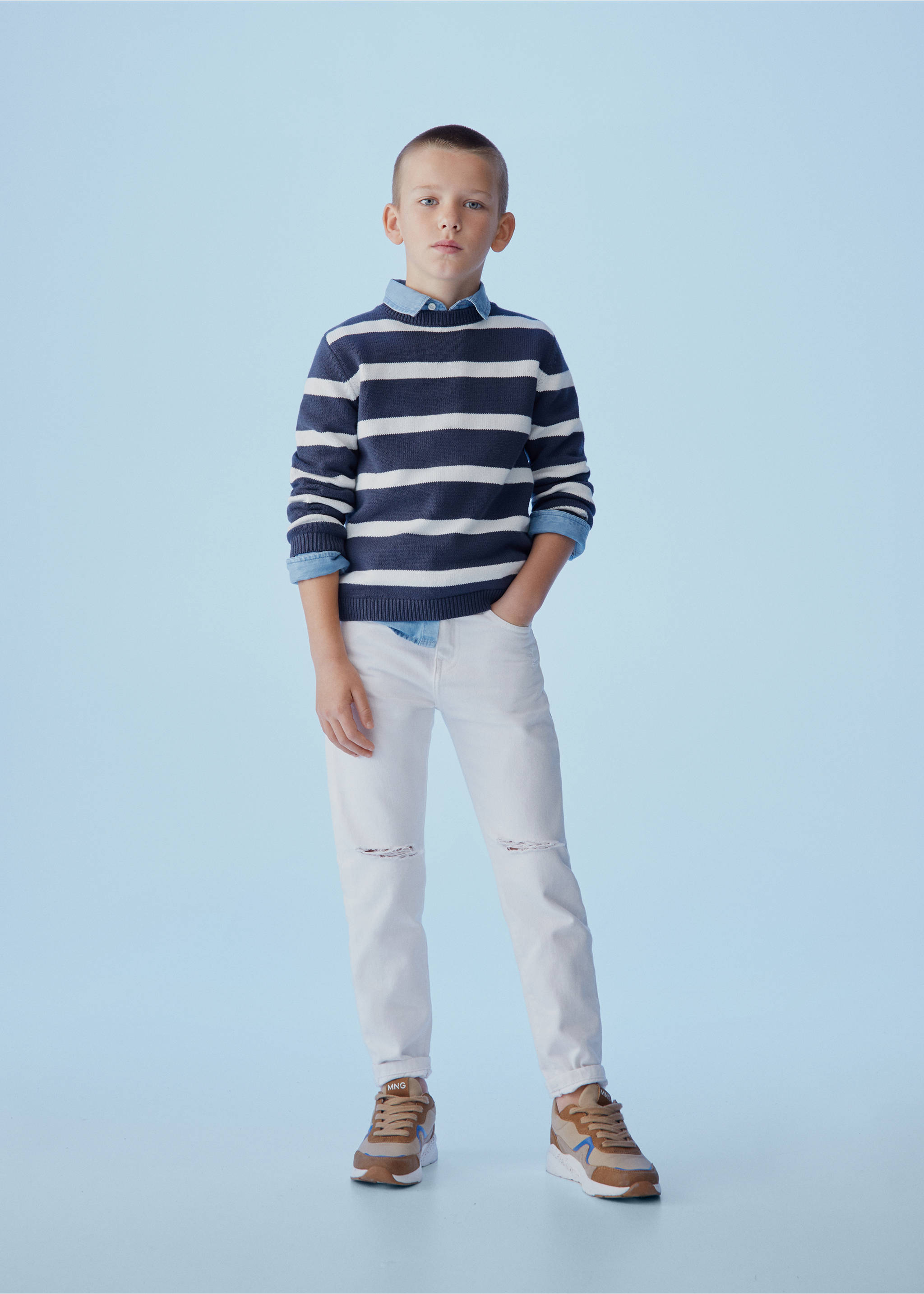Džíny dad fit s dekorativním roztrháním - Detail zboží 5, Bílá. Ref: 57022519-00.