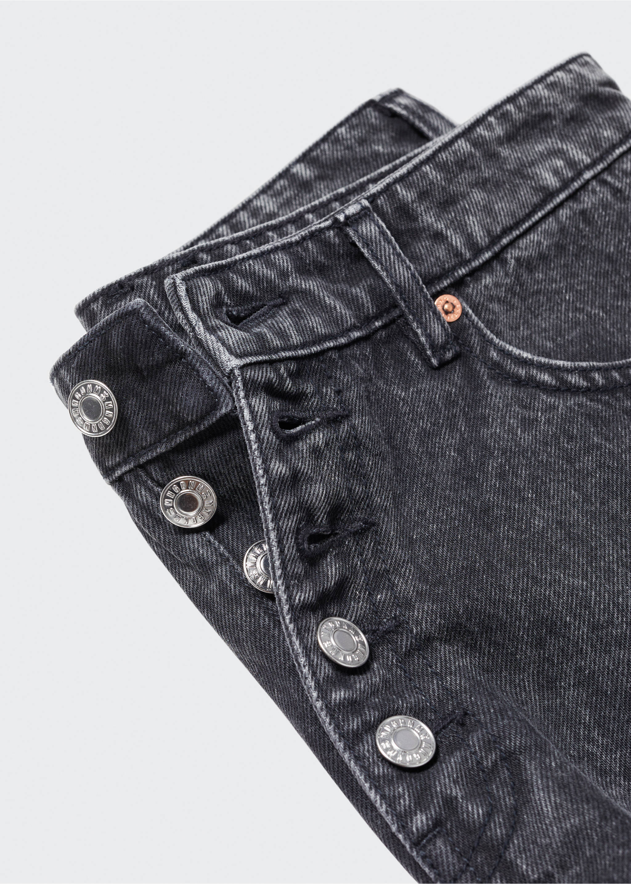 Denim shorts with buttons - Details of the article 8, Open Grey. Ref: 57022878-00.