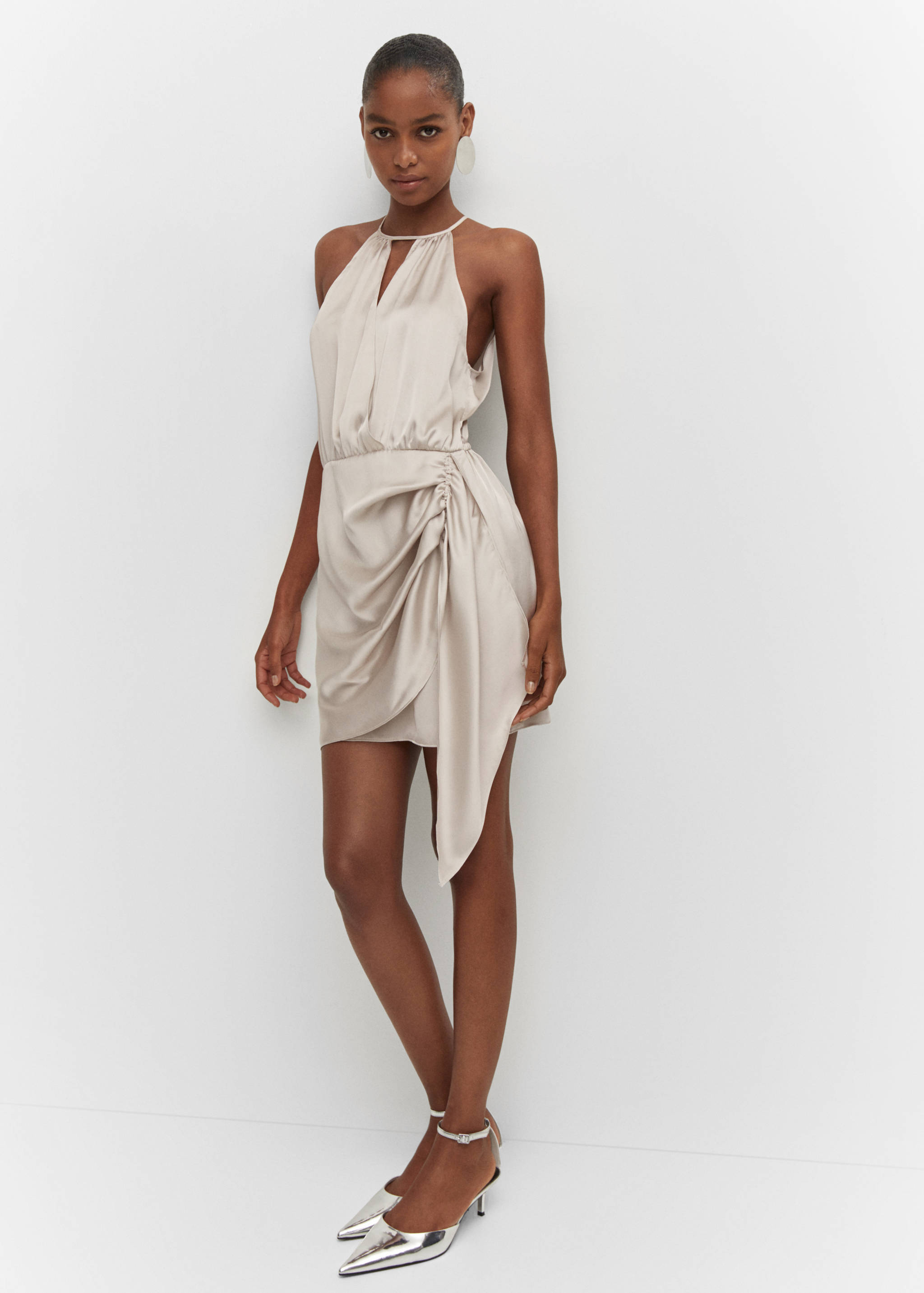 Vestido satinado cuello halter - Detalle del artículo 2