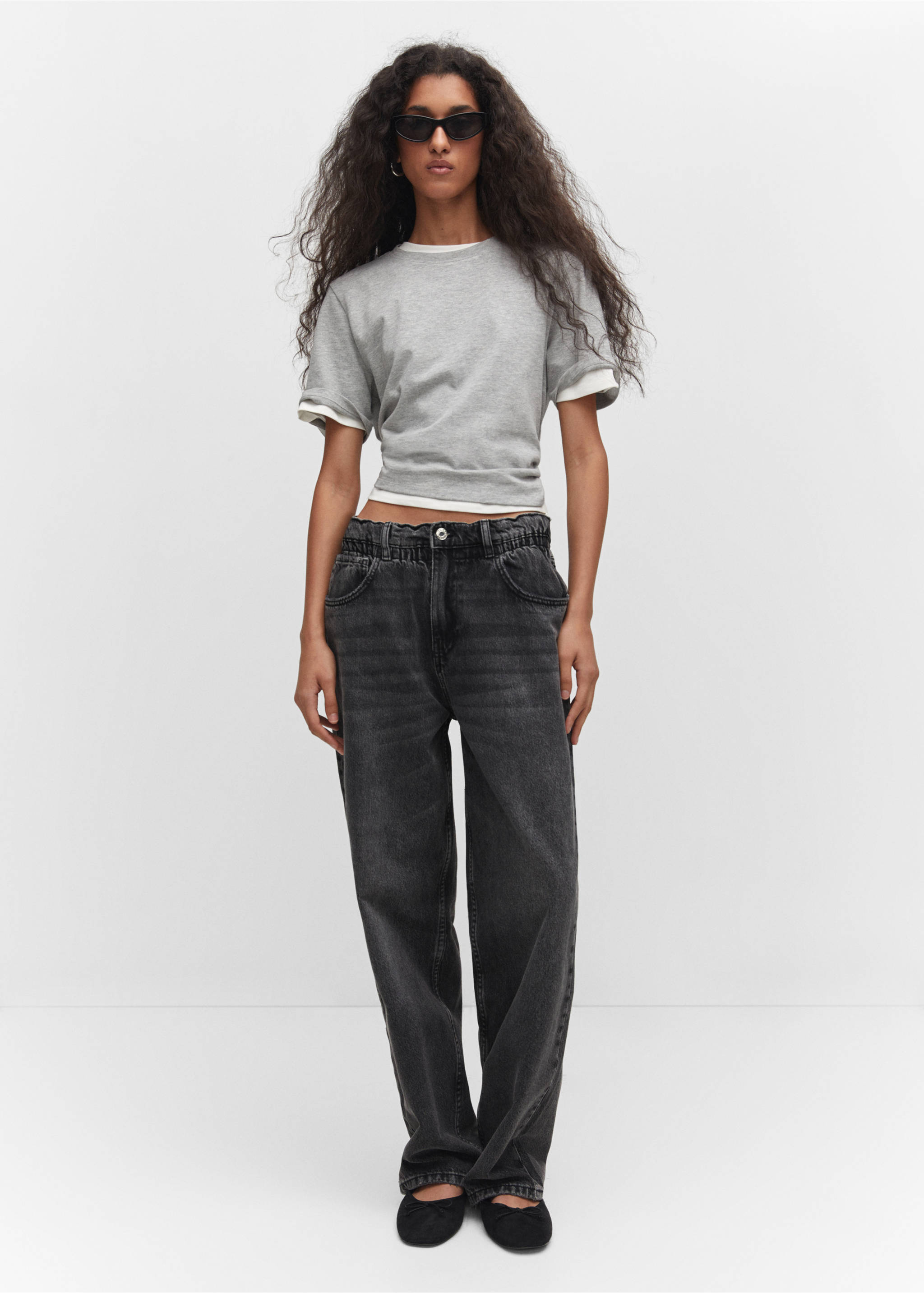 Slouchy Jeans mit Stretchbund - Allgemeine Ansicht, Black denim. Ref: 57022896-00.
