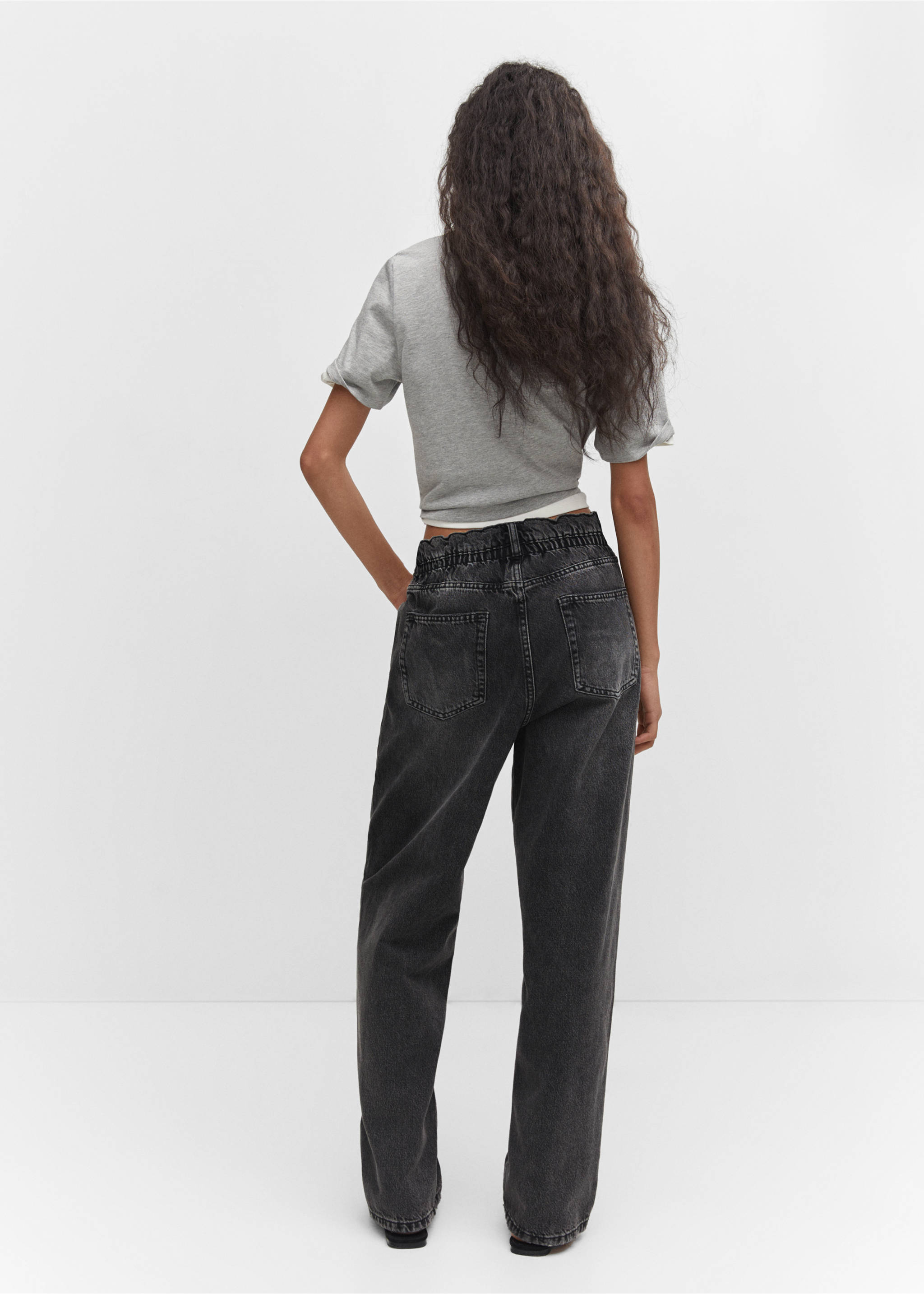 Slouchy Jeans mit Stretchbund - Rückseite des Artikels, Black denim. Ref: 57022896-00.