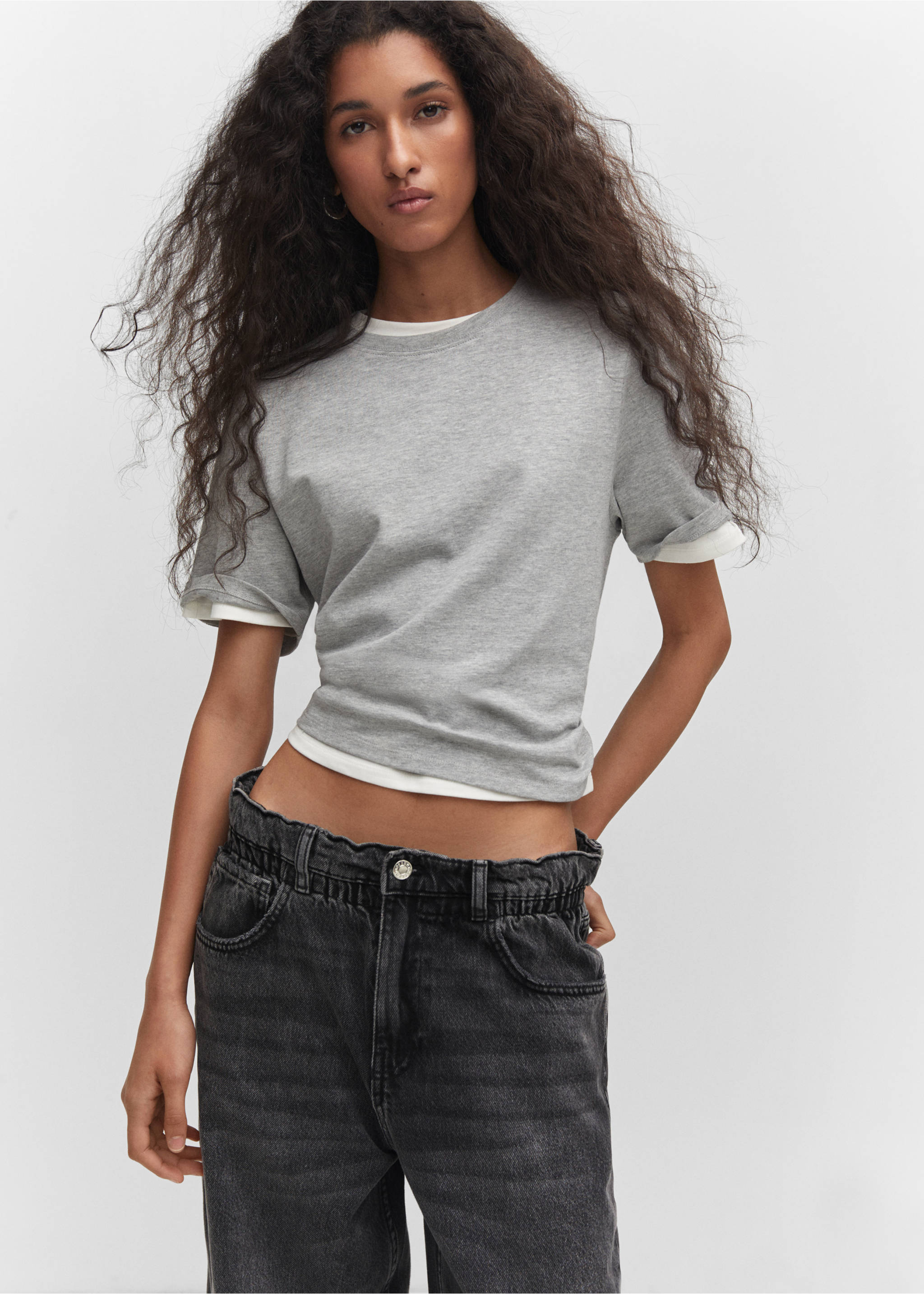 Slouchy Jeans mit Stretchbund - Detail des Artikels 1, Black denim. Ref: 57022896-00.