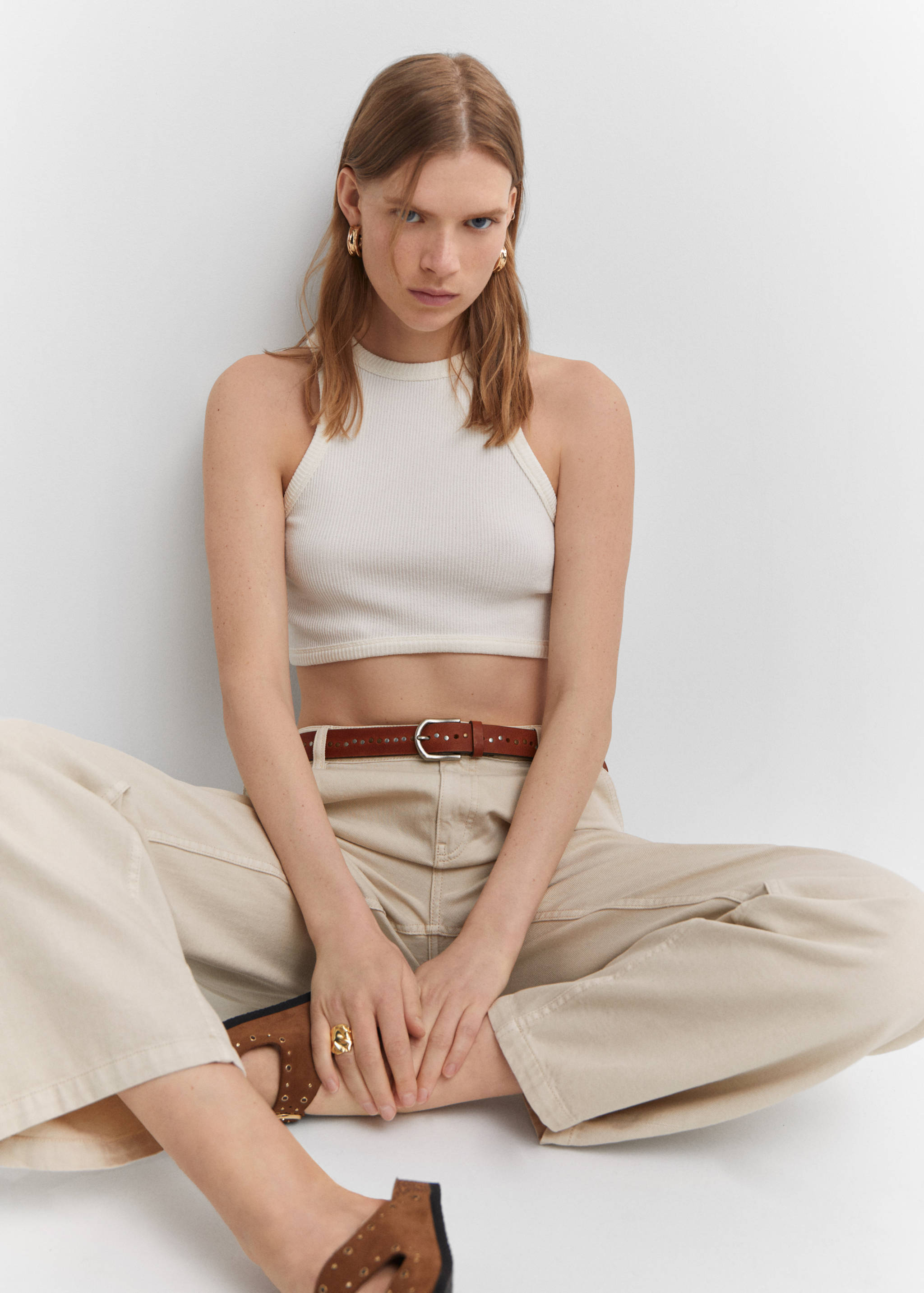 Straight pleated jeans - Details of the article 2