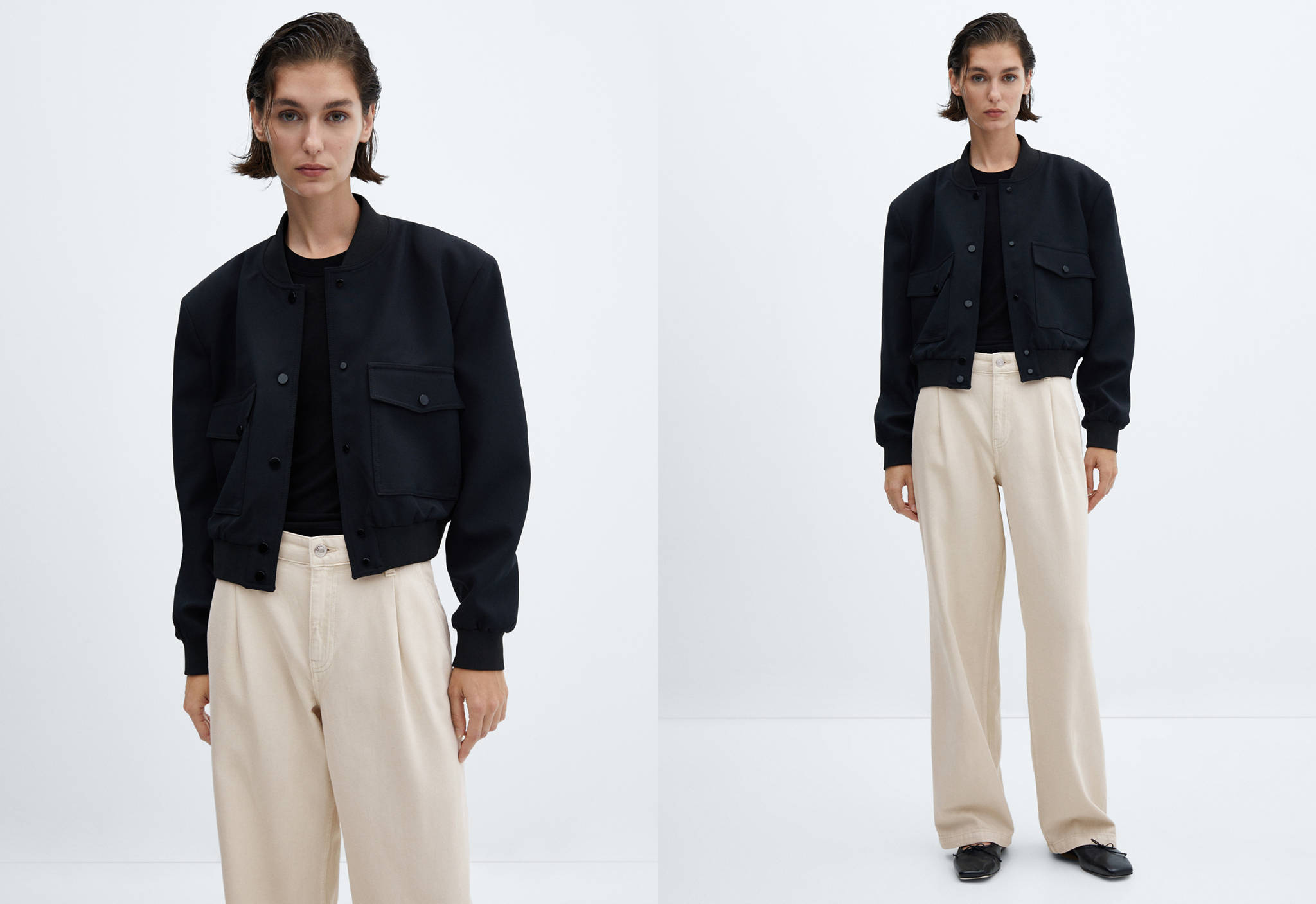 Straight pleated jeans - Panoramic plane