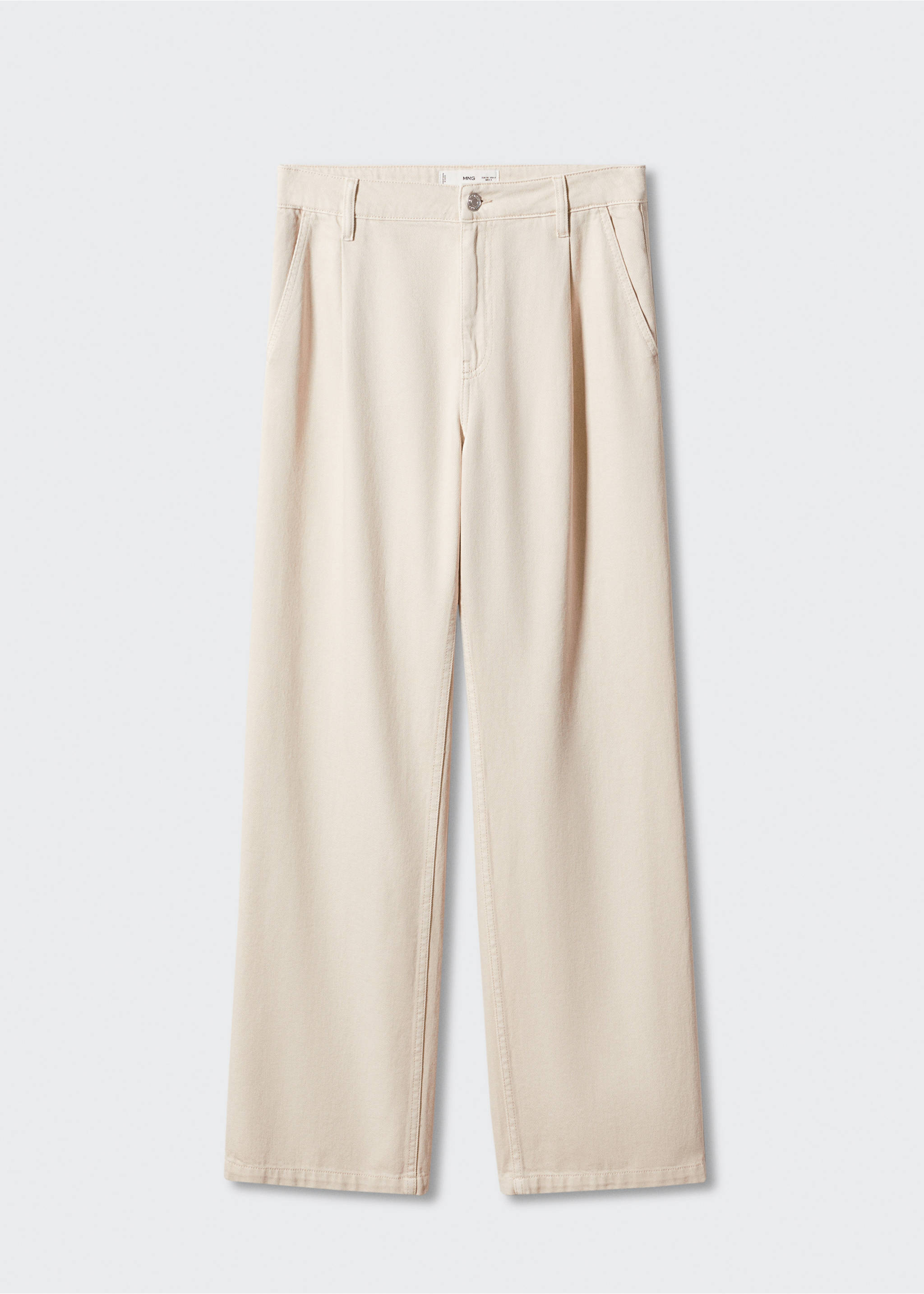 Straight pleated jeans - Article without model, Ecru. Ref: 57022897-00.