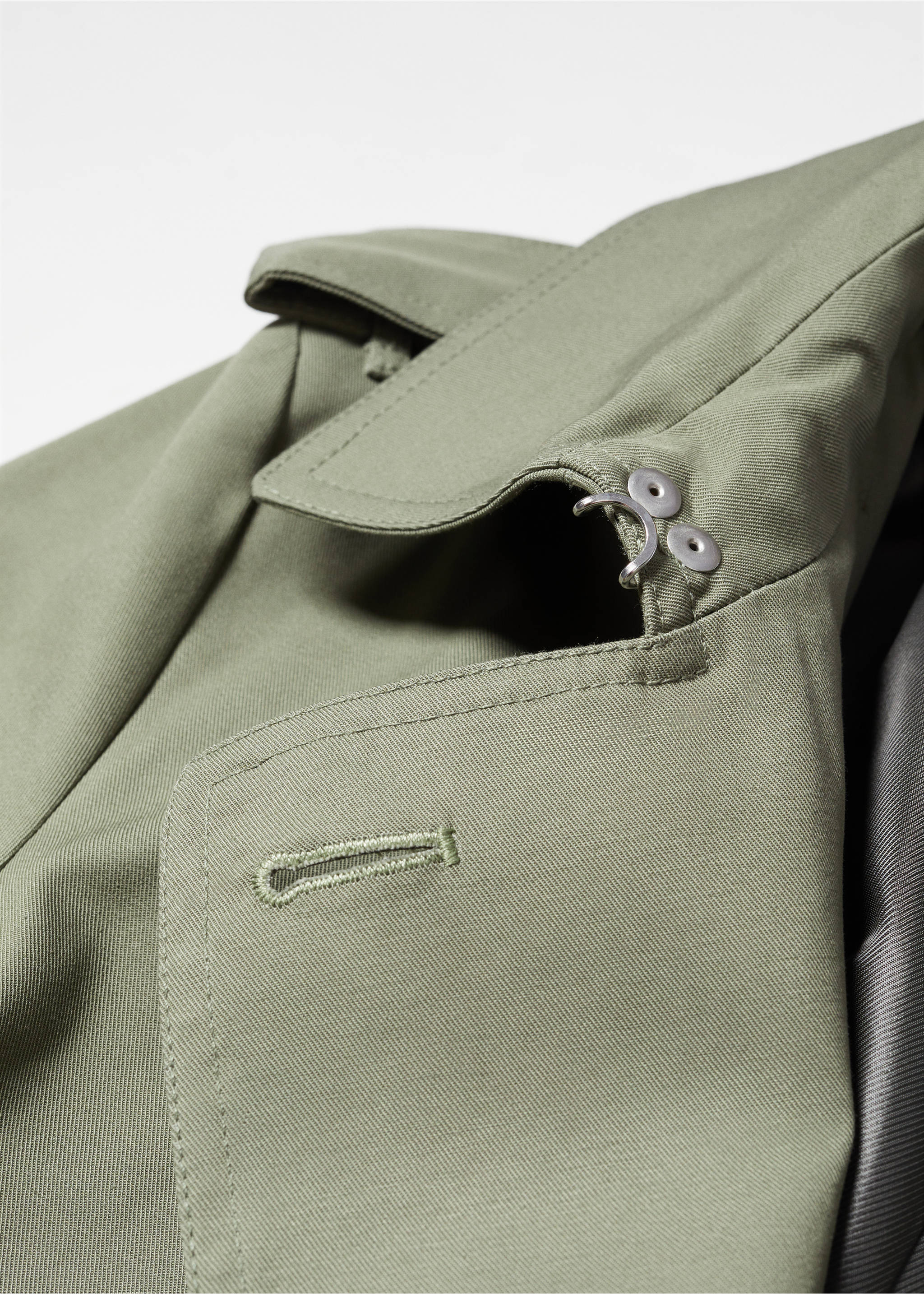 Classic trench coat with belt - Details of the article 8, Khaki. Ref: 57023725-00.