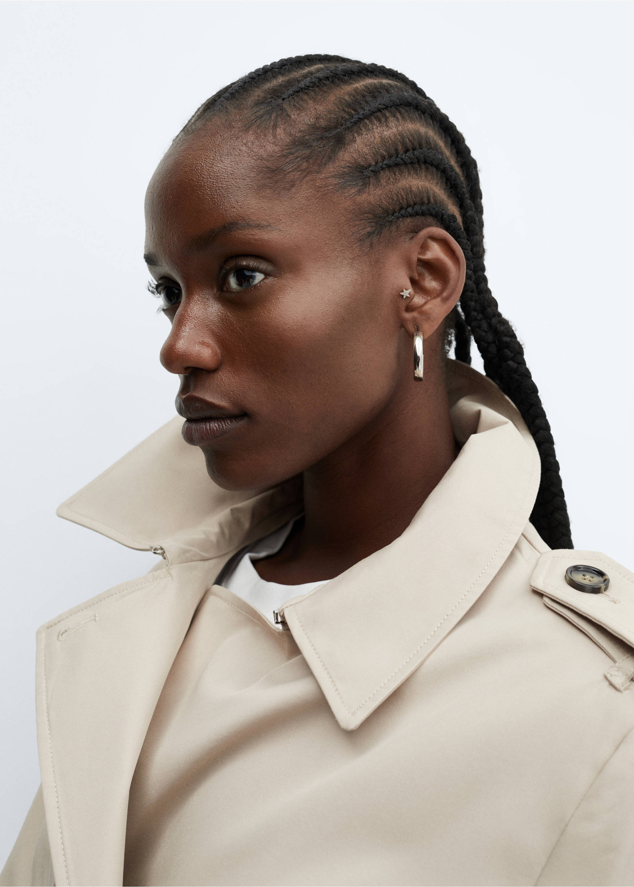 Waterproof double-breasted trench coat - Details of the article 4, Light/Pastel Grey. Ref: 57023775-00.