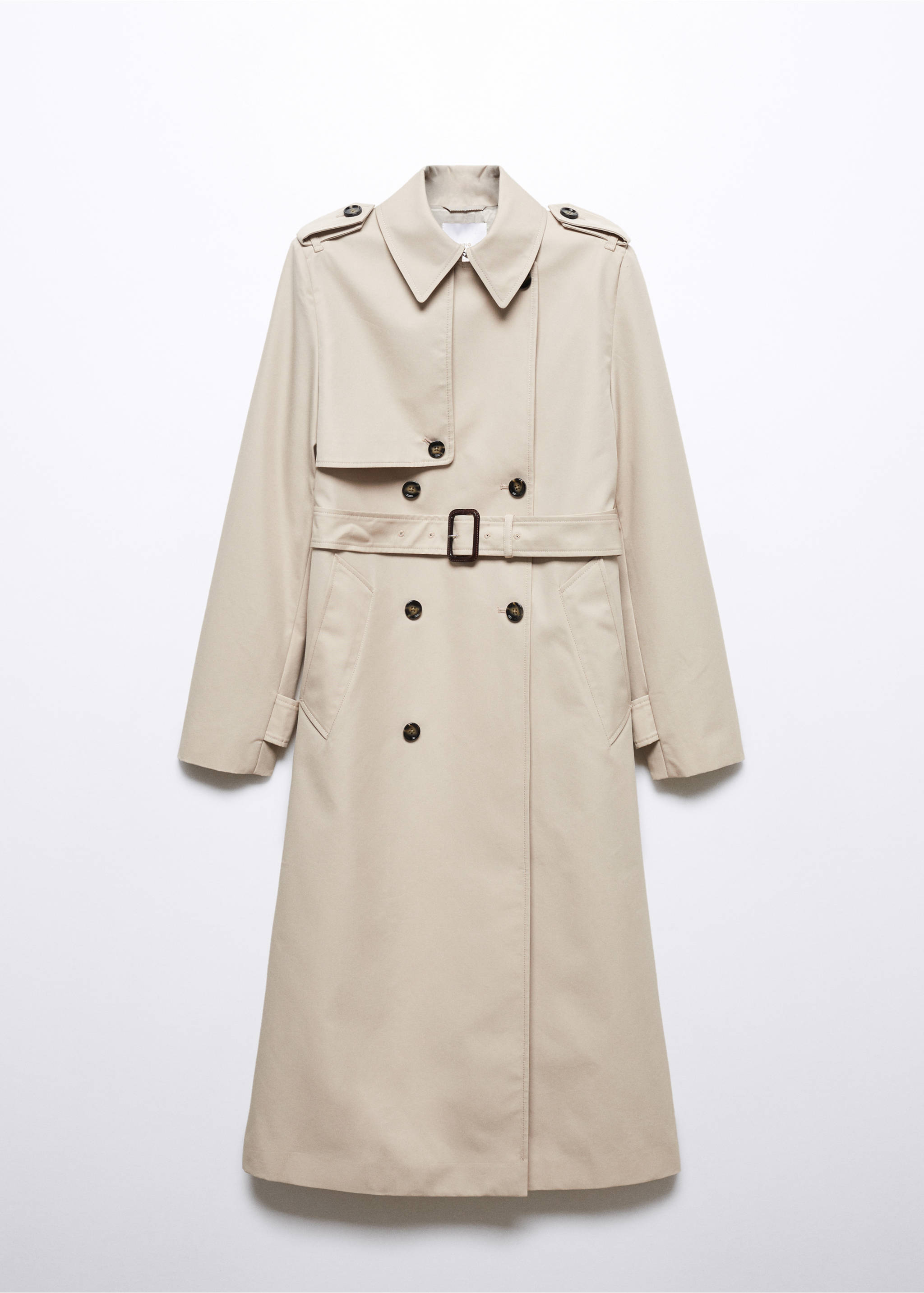 Waterproof double-breasted trench coat - Article without model, Light/Pastel Grey. Ref: 57023775-00.