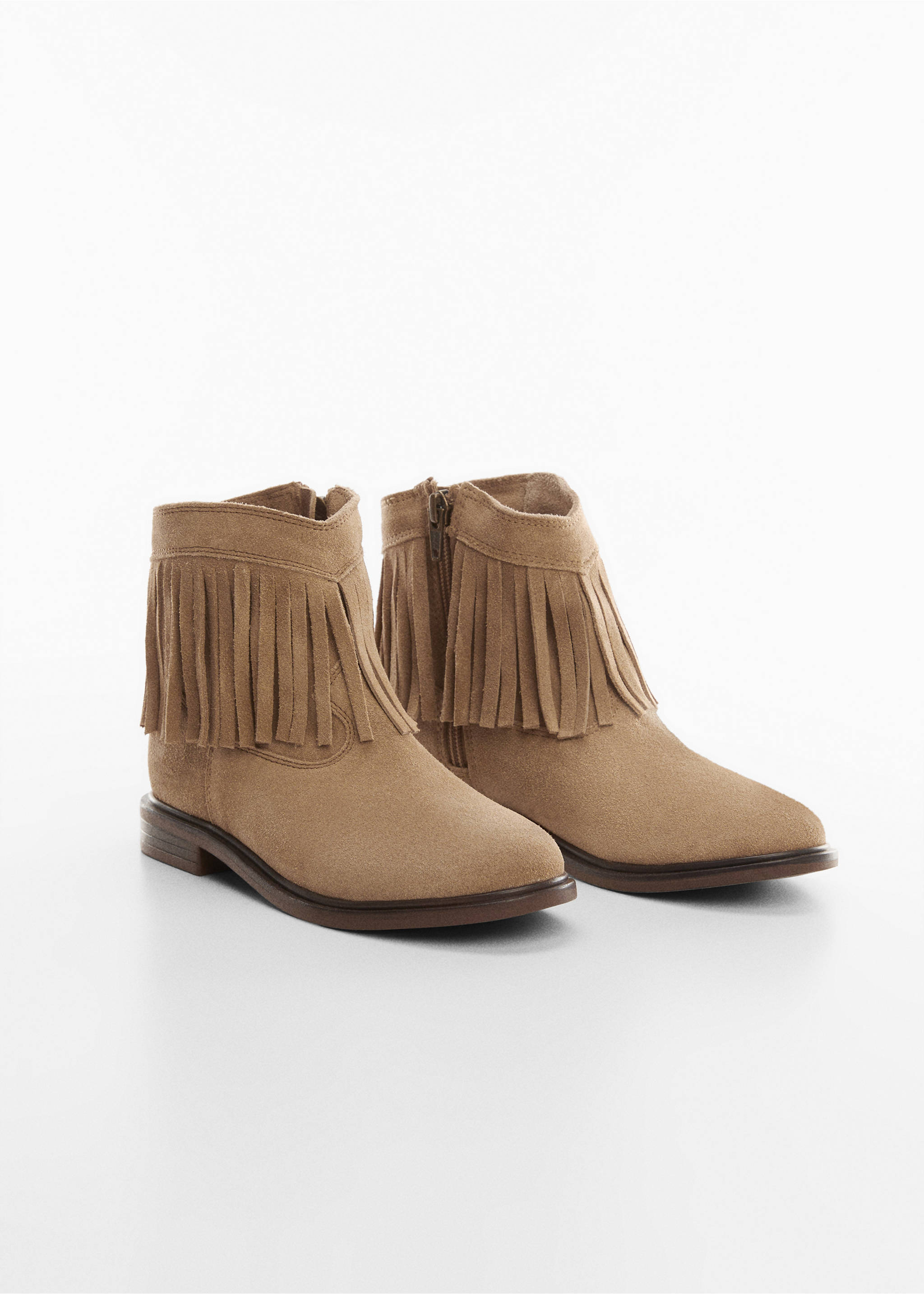 Fringed leather boots - Medium plane, Sand. Ref: 57023777-00.