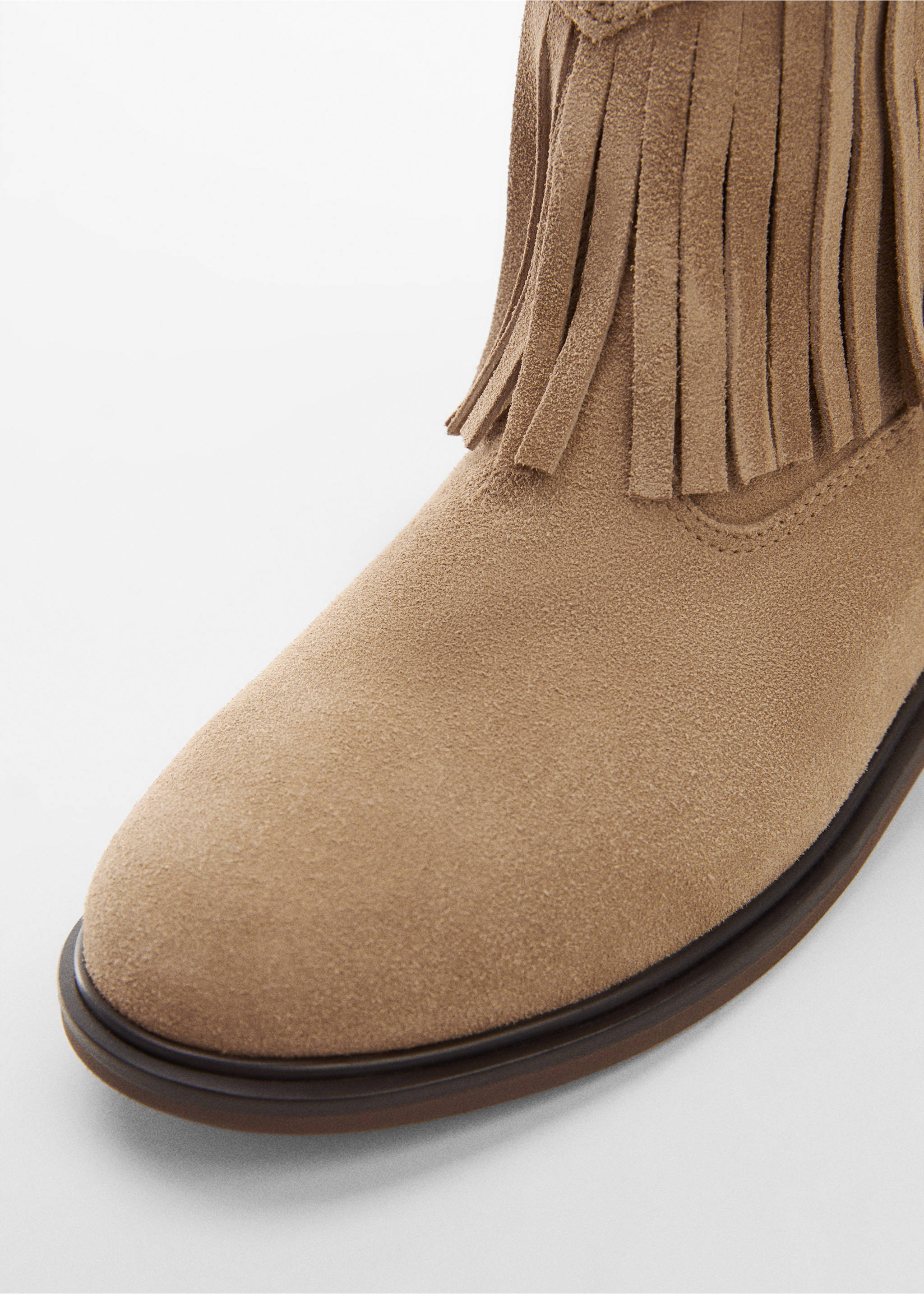 Fringed leather boots - Details of the article 2, Sand. Ref: 57023777-00.