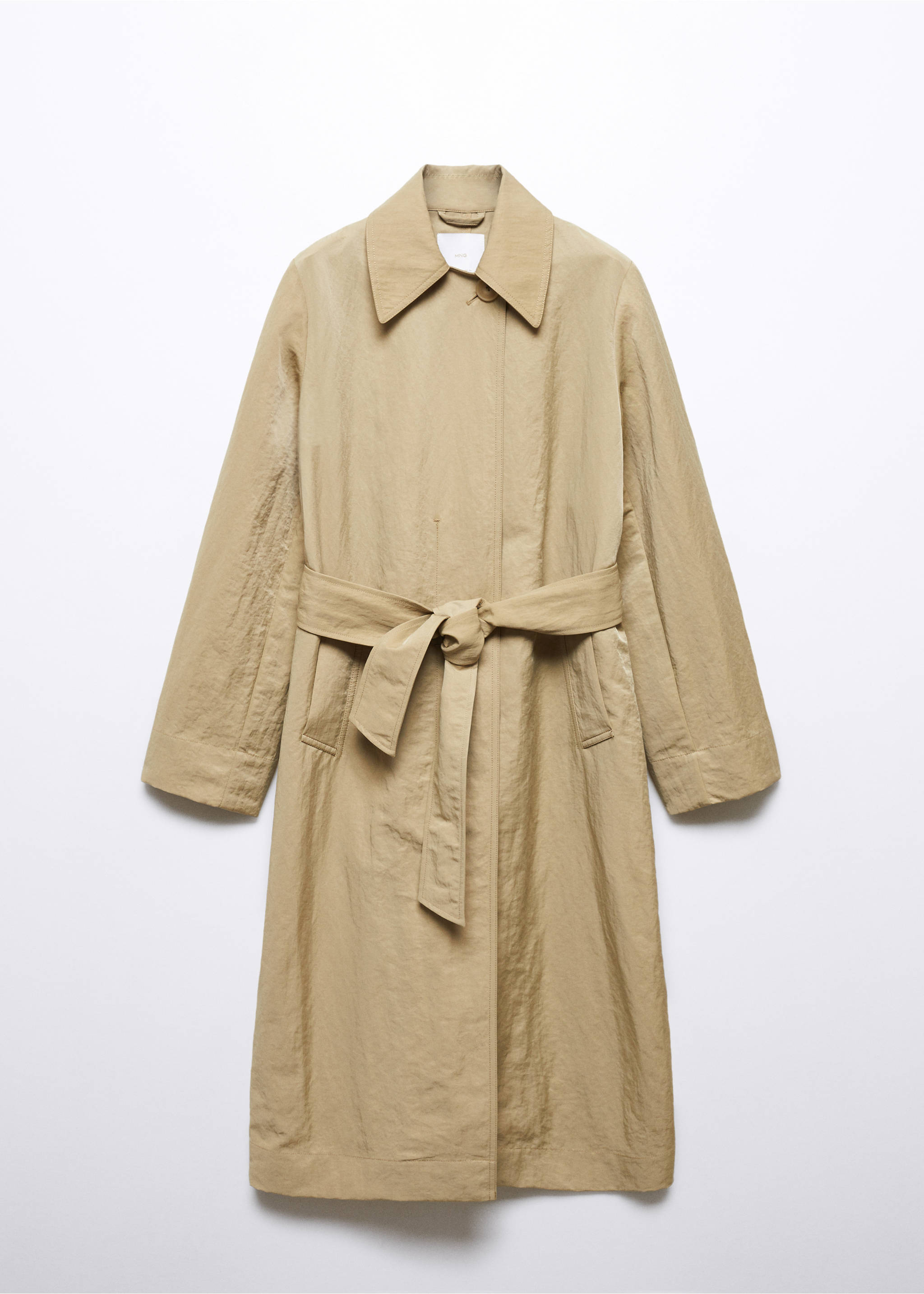 Fließender Trenchcoat mit Schleife - Artikel ohne Model, Beige. Ref: 57023778-00.
