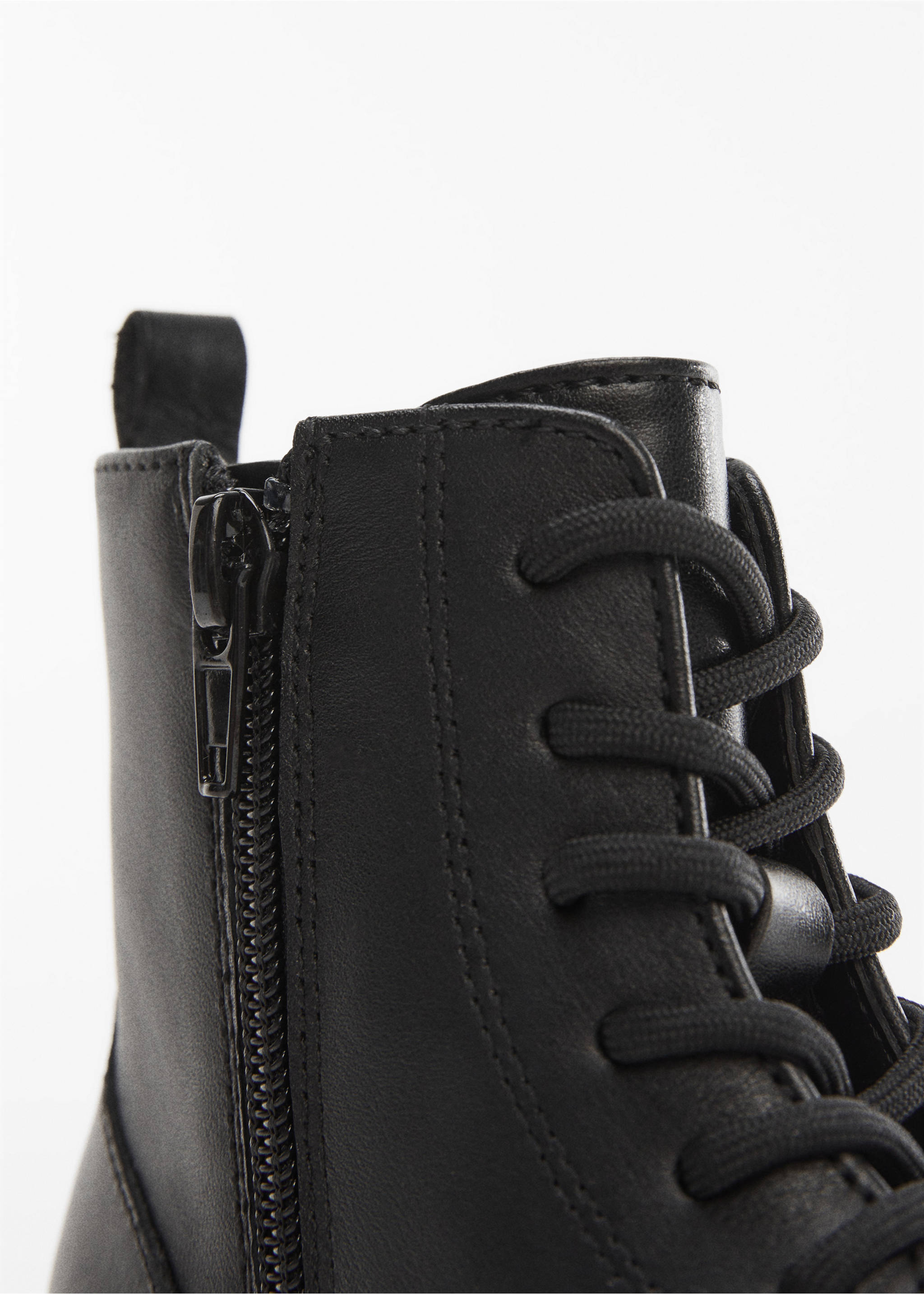Lace-up leather boots - Details of the article 1, Black. Ref: 57023779-00.