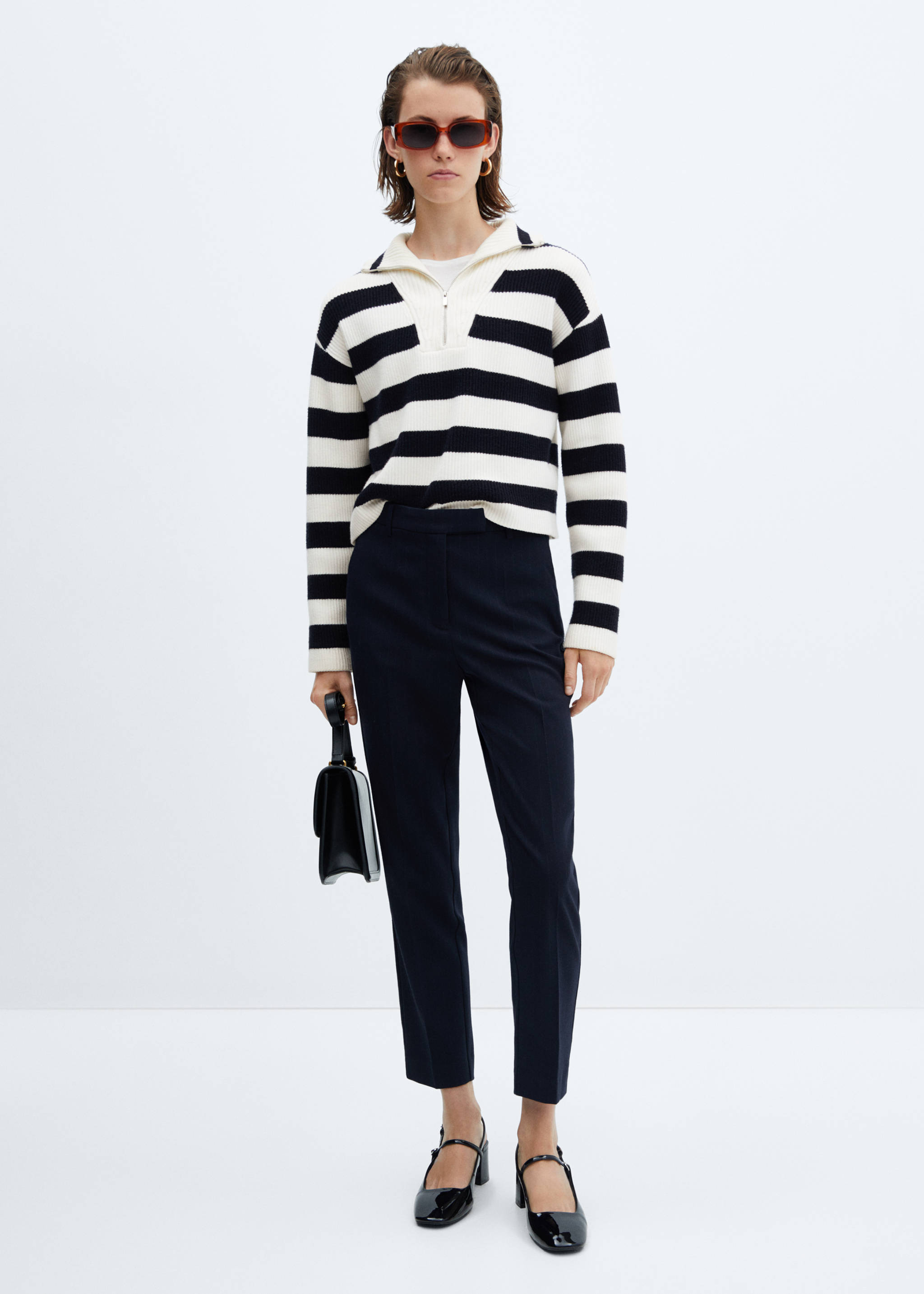 Striped sweater with zip - General plane