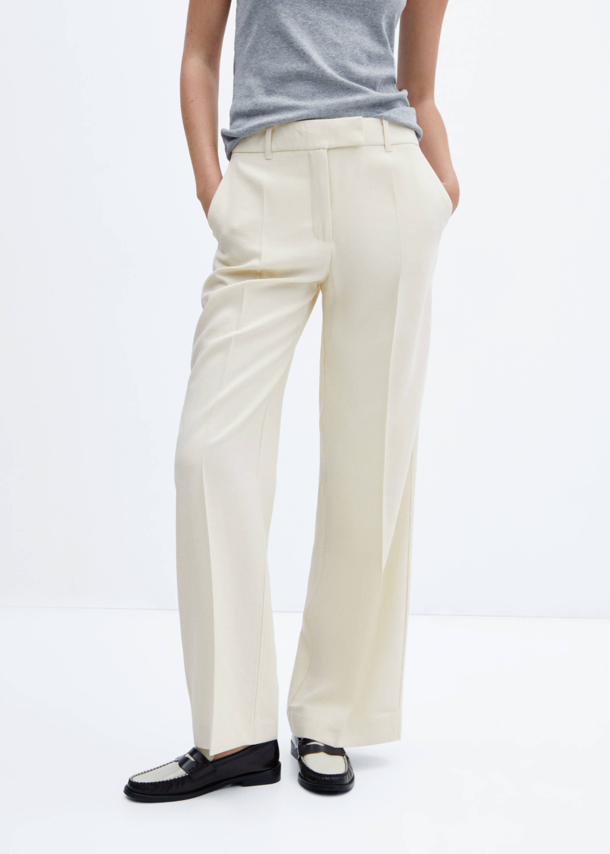 Low-waist wide leg trousers - Medium plane