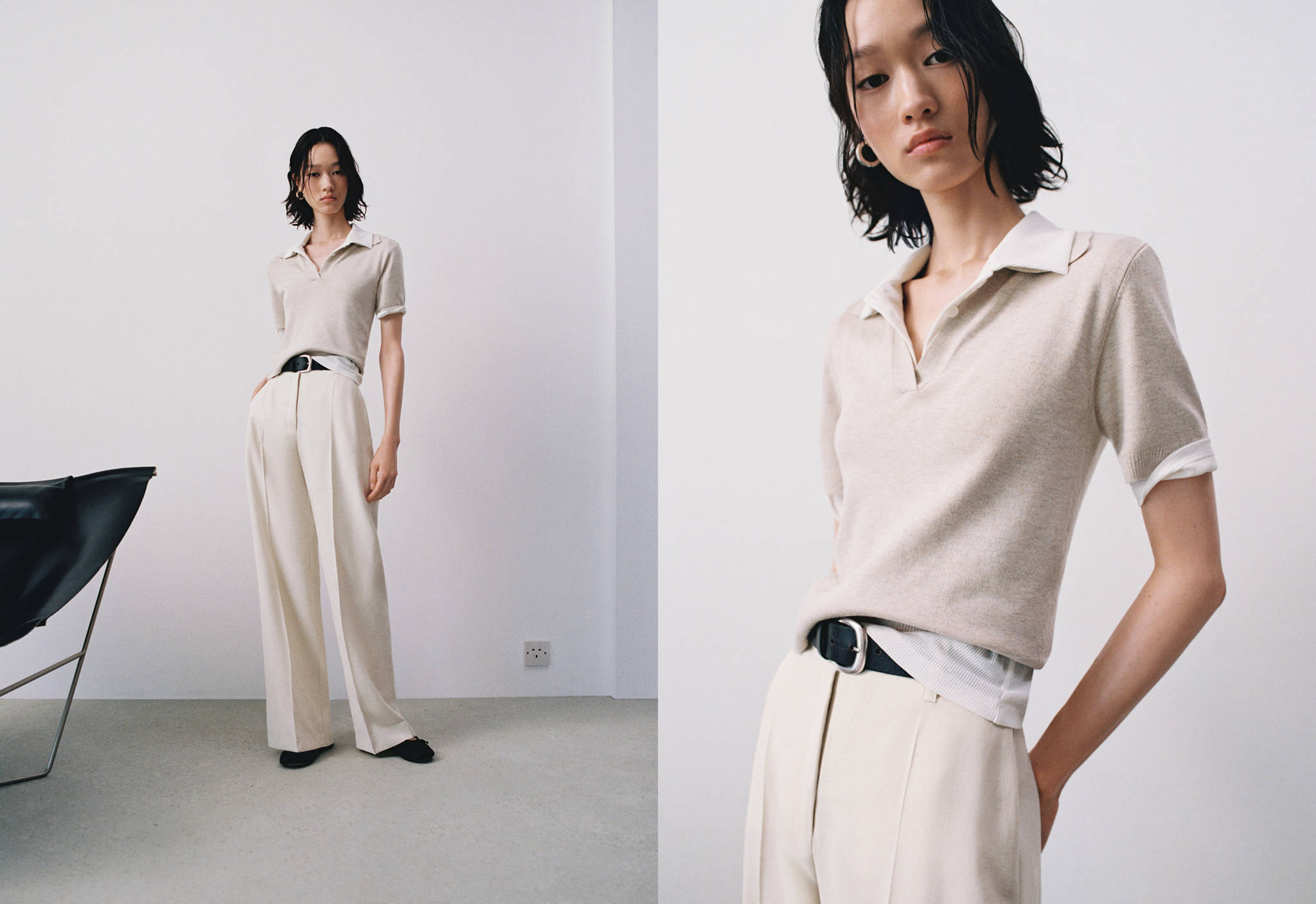 Low-waist wide leg trousers - Panoramic plane