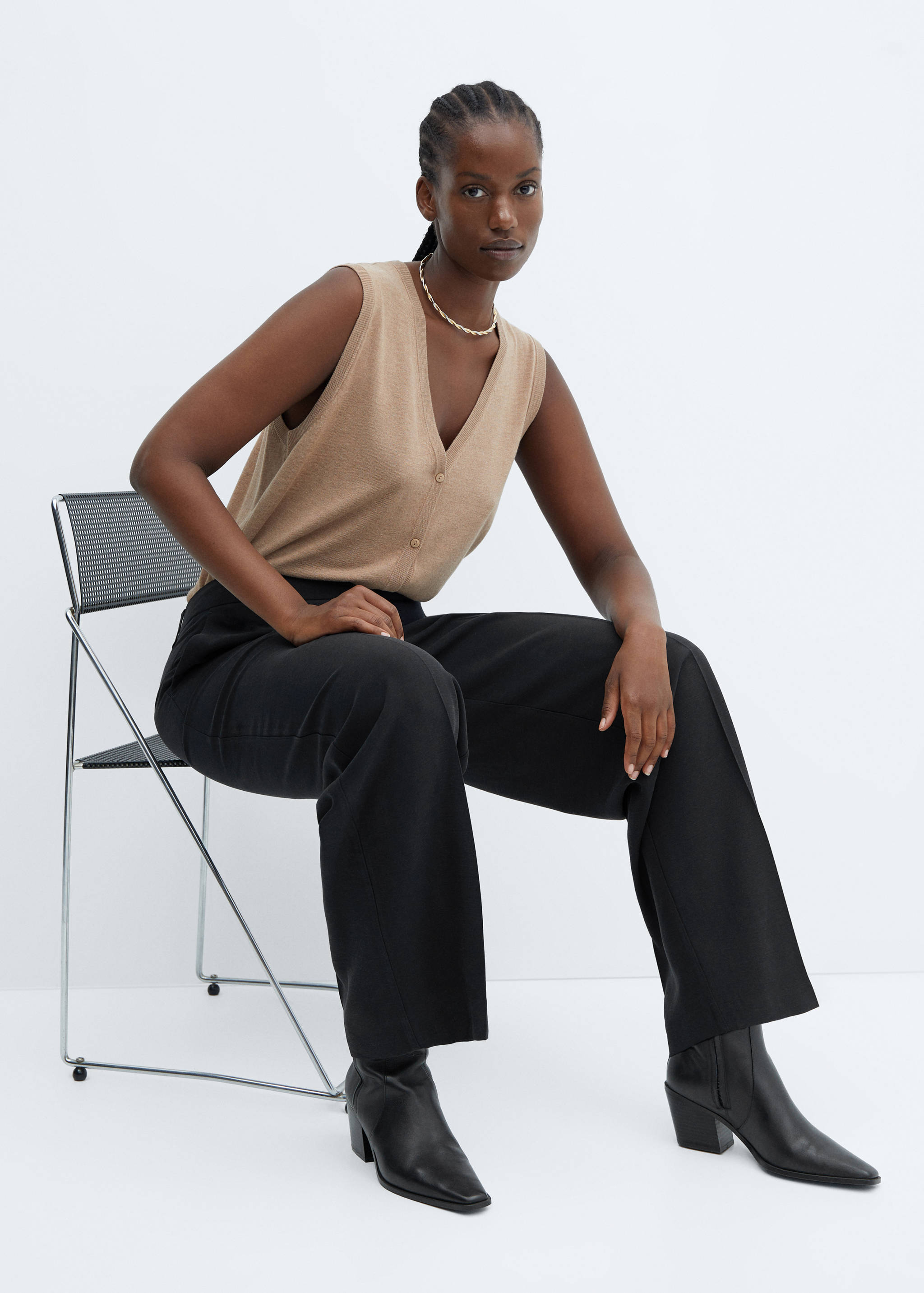 Low-waist wide leg trousers - Details of the article 4