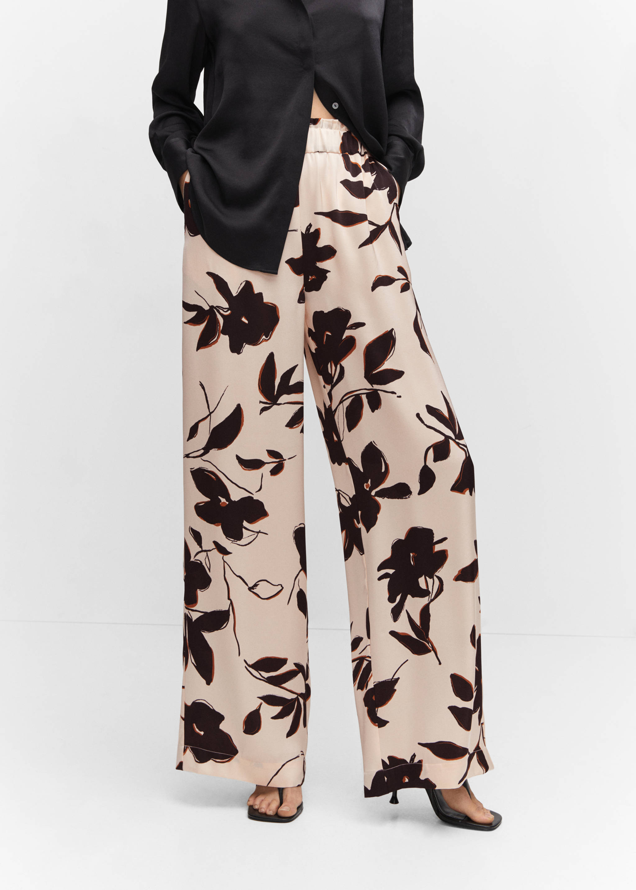 Wide leg printed pants - Medium plane