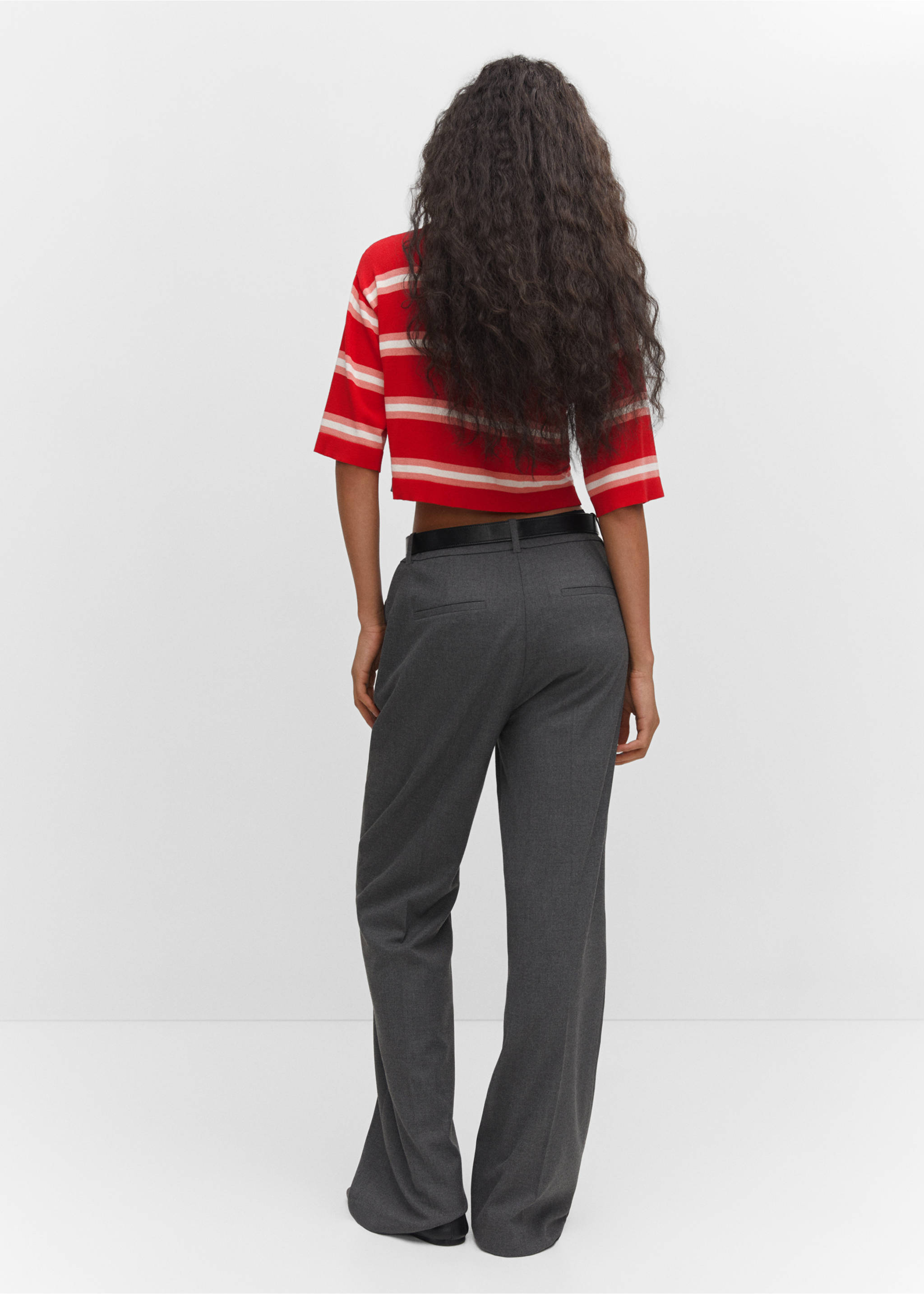 Striped polo-style sweater - Reverse of the article, Red. Ref: 57023819-00.