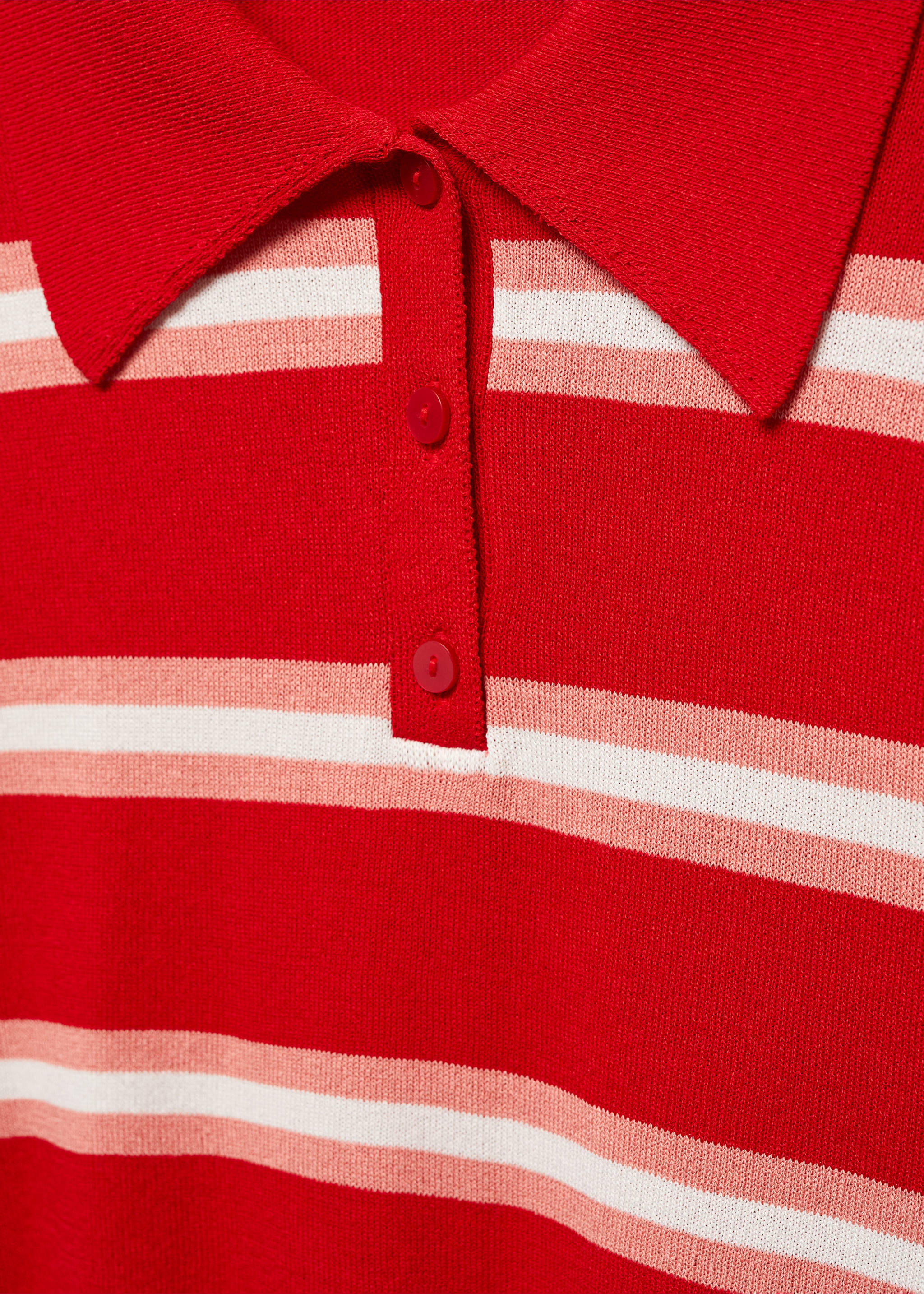 Striped polo-style sweater - Details of the article 8, Red. Ref: 57023819-00.