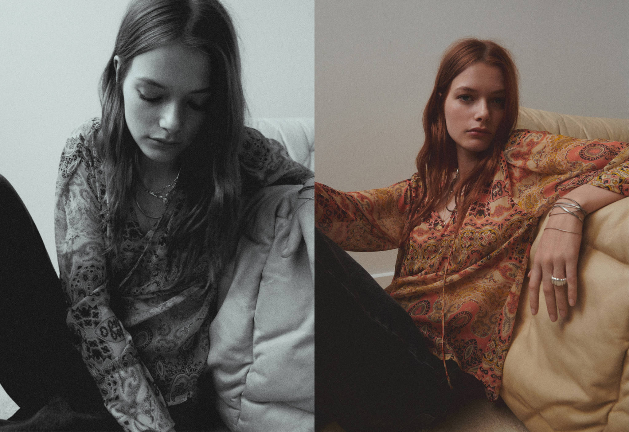 Printed blouse with tie closure - Panoramic plane