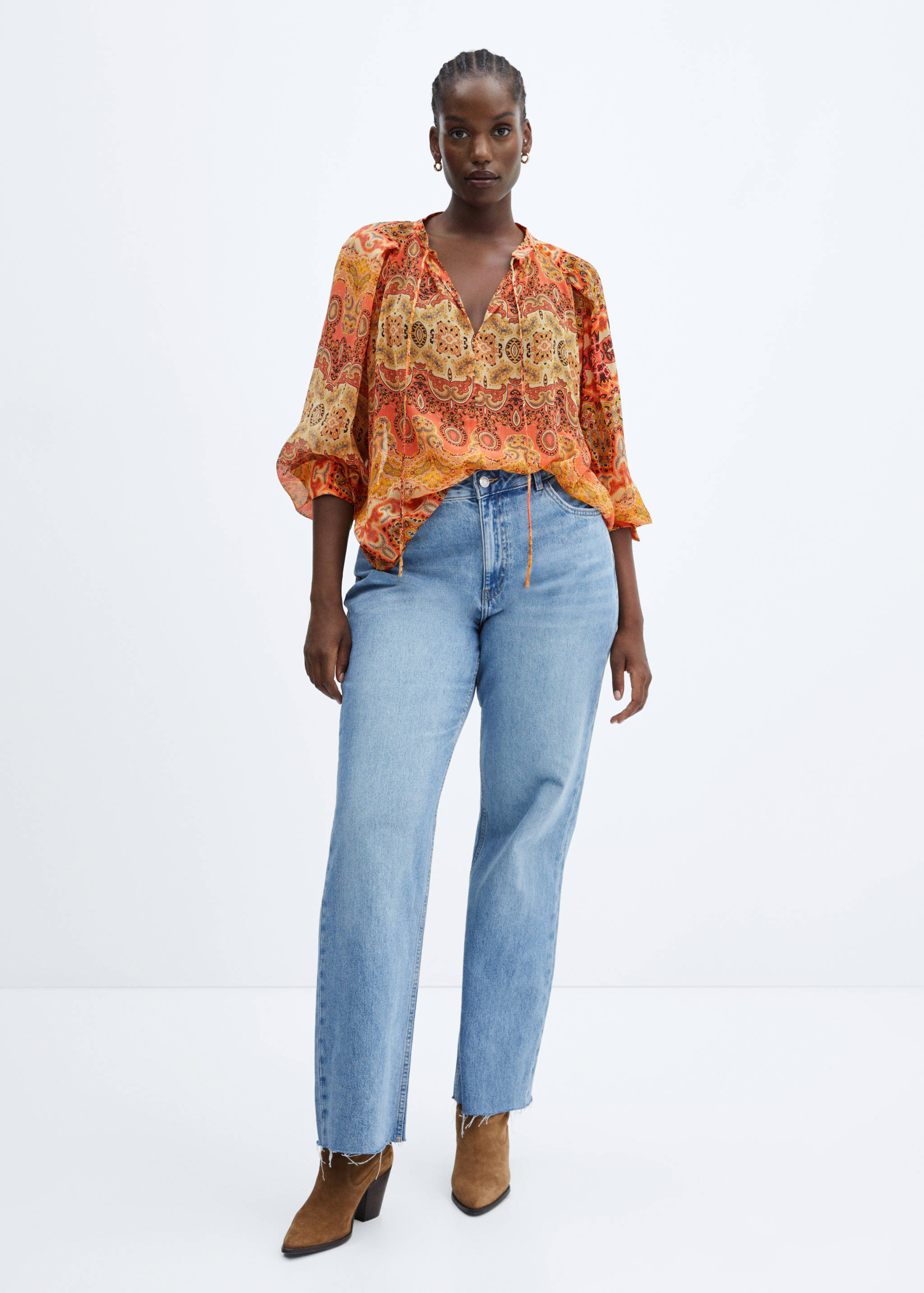 Printed blouse with tie closure - Details of the article 6