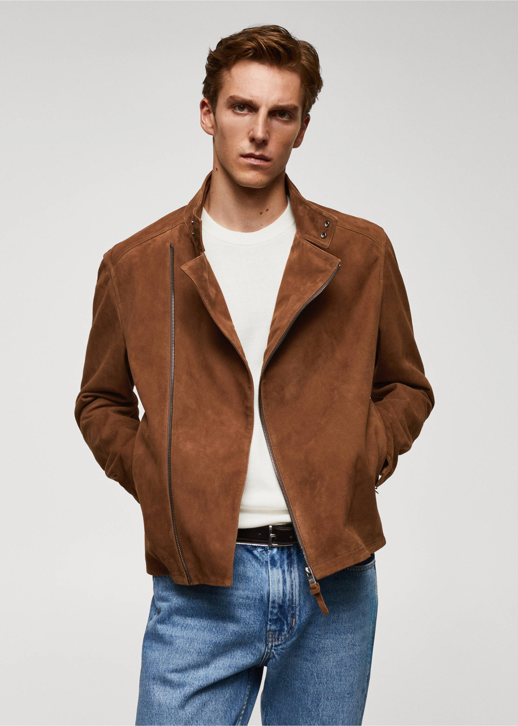 Perfect suede leather jacket - Medium plane, Brown. Ref: 57024385-00.