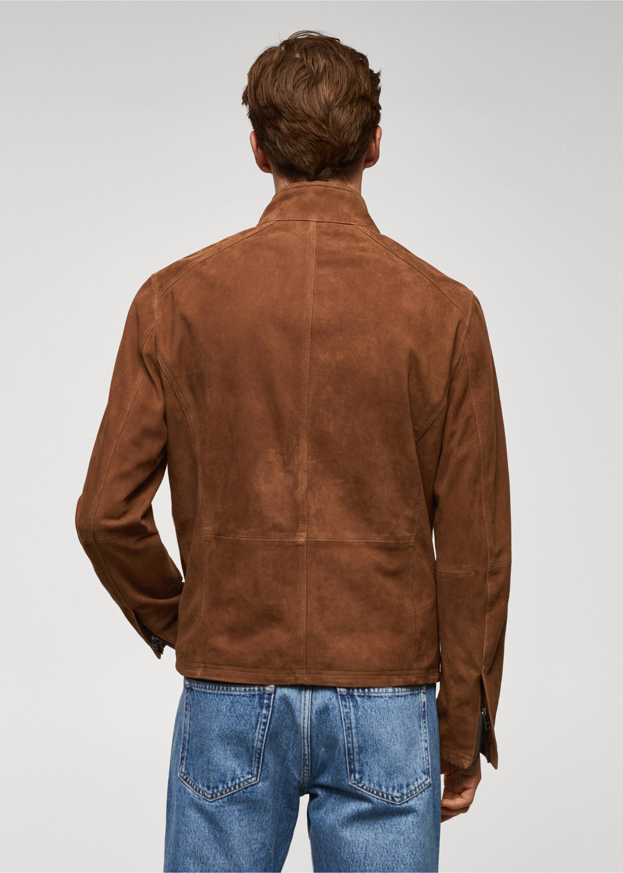 Perfect suede leather jacket - Reverse of the article, Brown. Ref: 57024385-00.