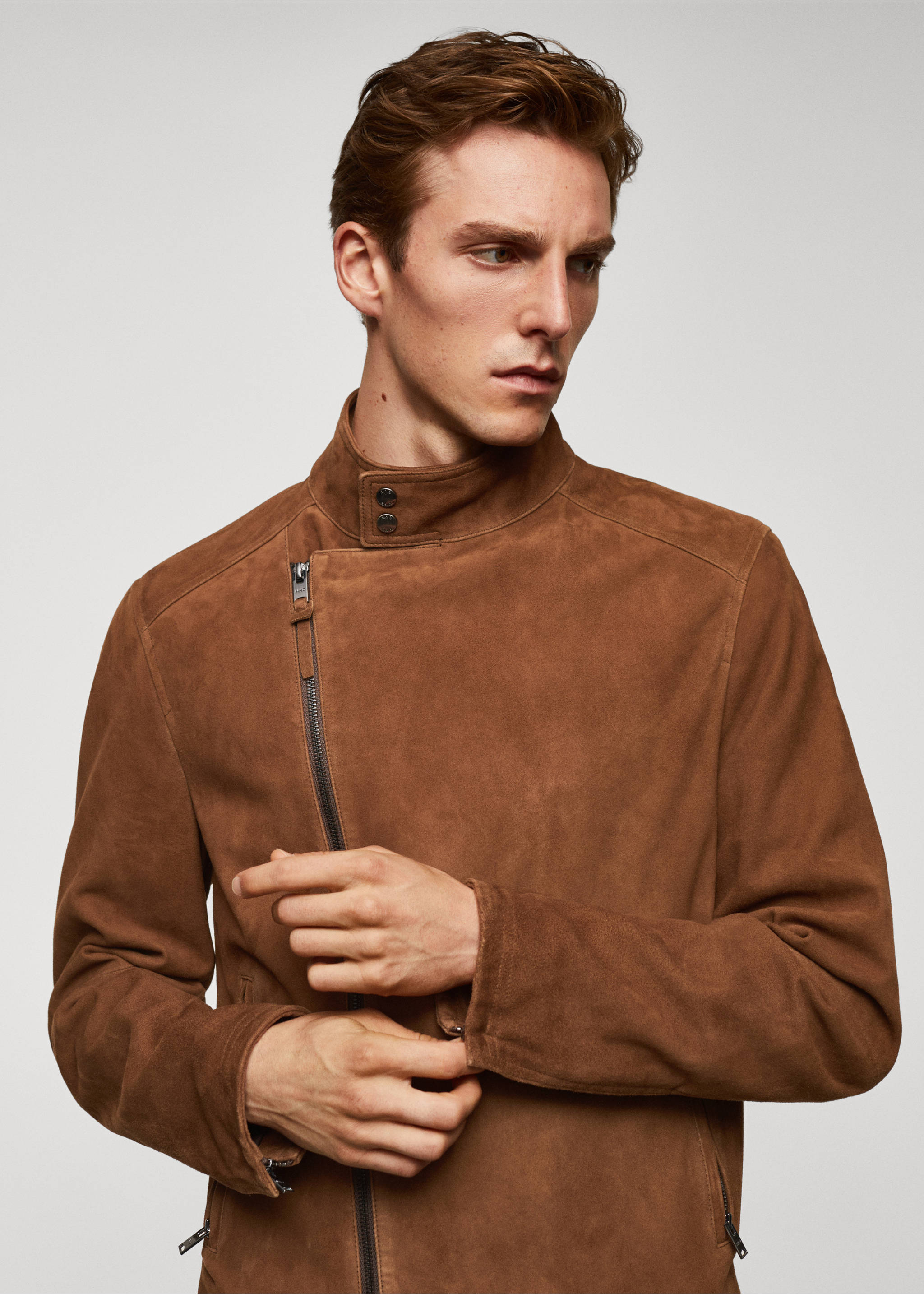 Perfect suede leather jacket - Details of the article 1, Brown. Ref: 57024385-00.
