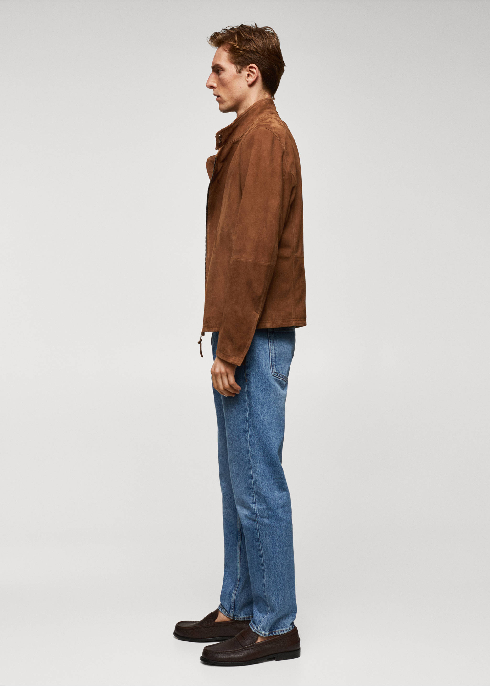 Perfect suede leather jacket - Details of the article 2, Brown. Ref: 57024385-00.