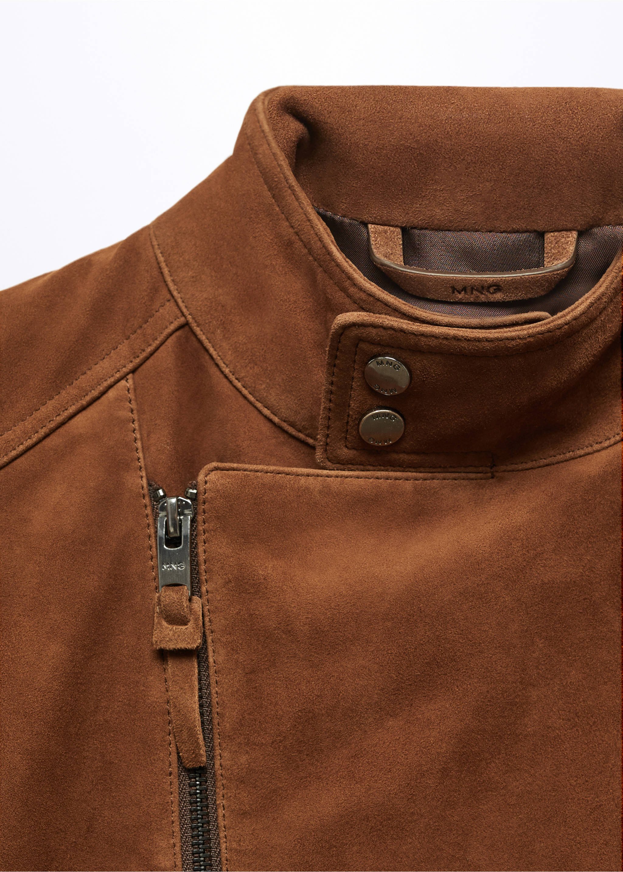 Perfect suede leather jacket - Details of the article 8, Brown. Ref: 57024385-00.