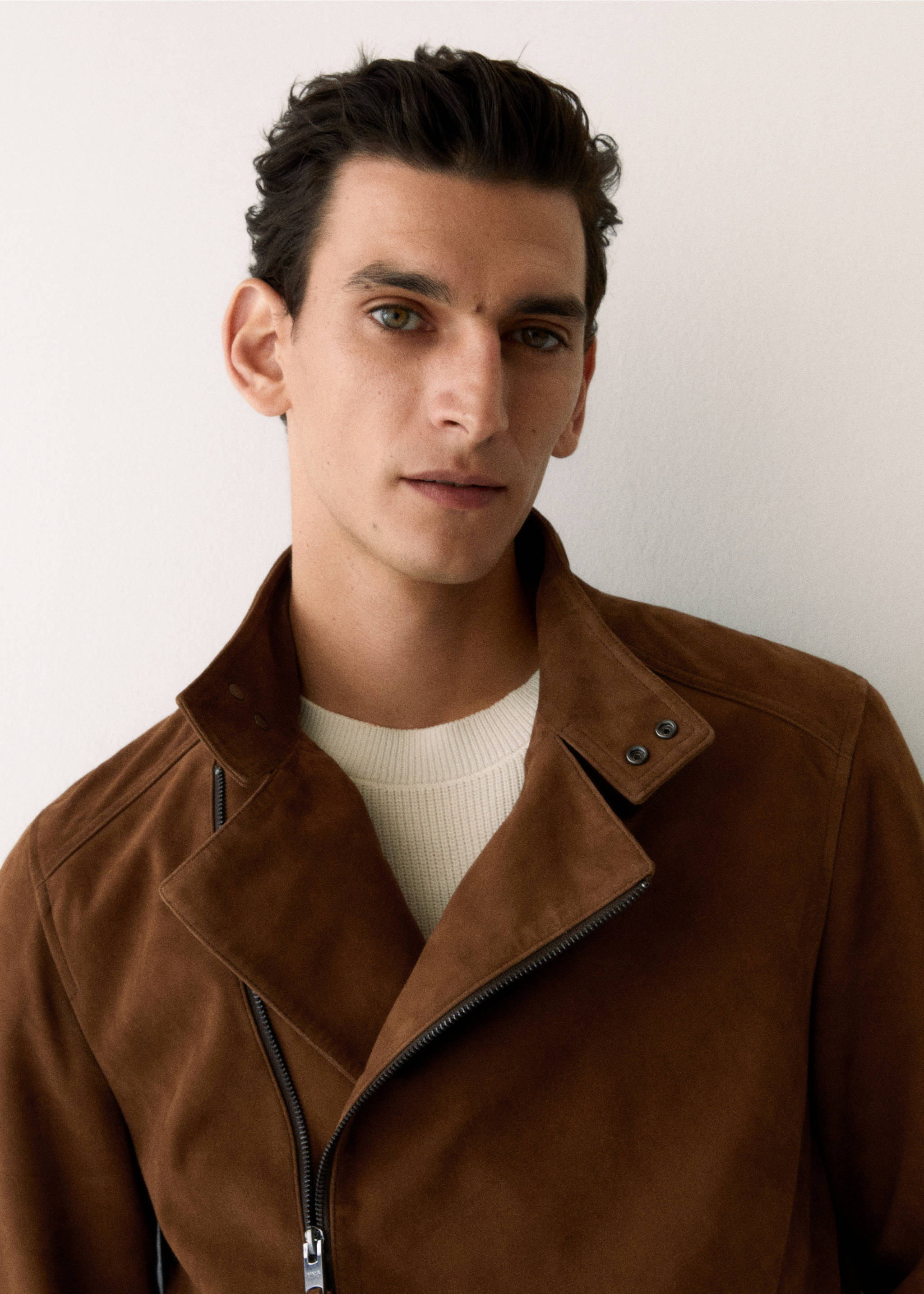 Perfect suede leather jacket - Details of the article 5, Brown. Ref: 57024385-00.